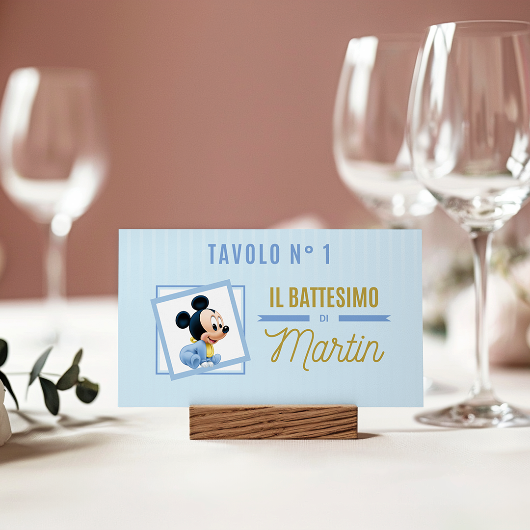 Segnatavolo Battesimo Topolino