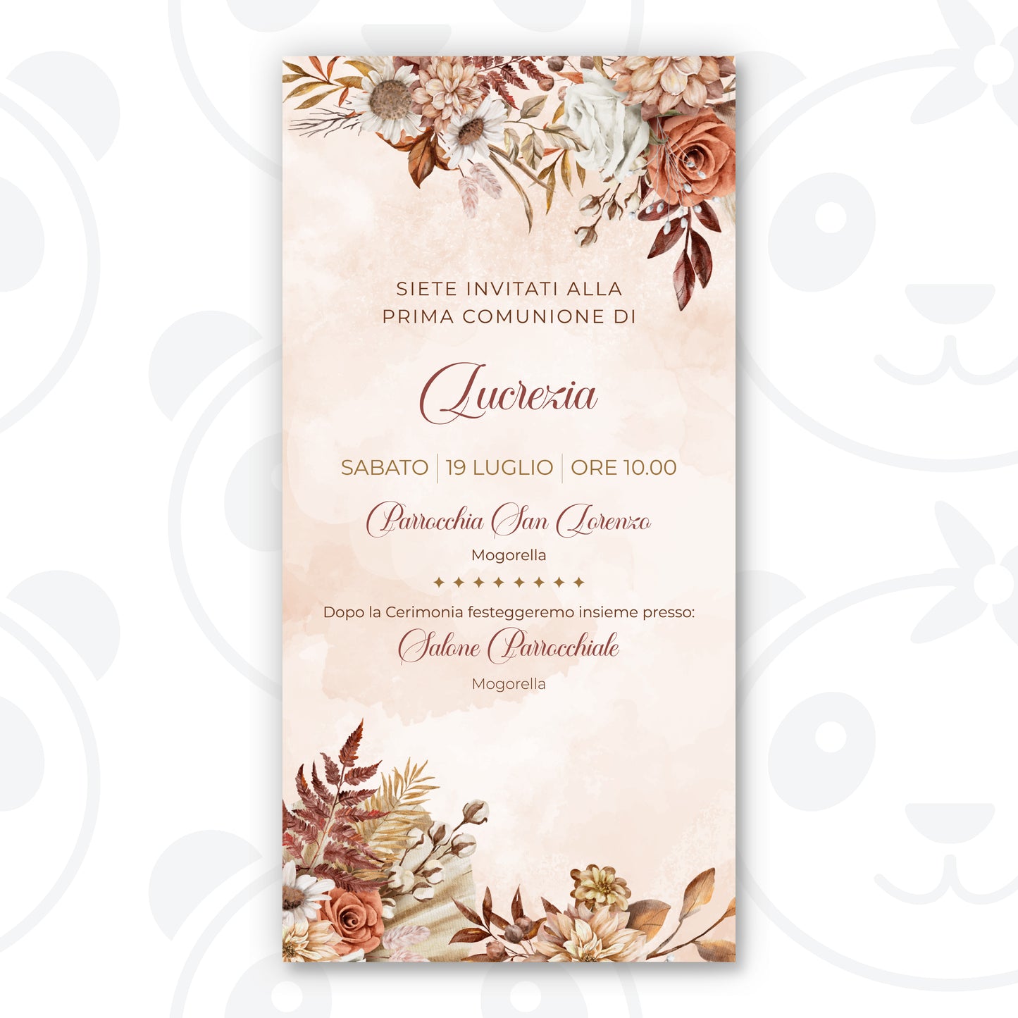 Invito digitale Prima Comunione floreale