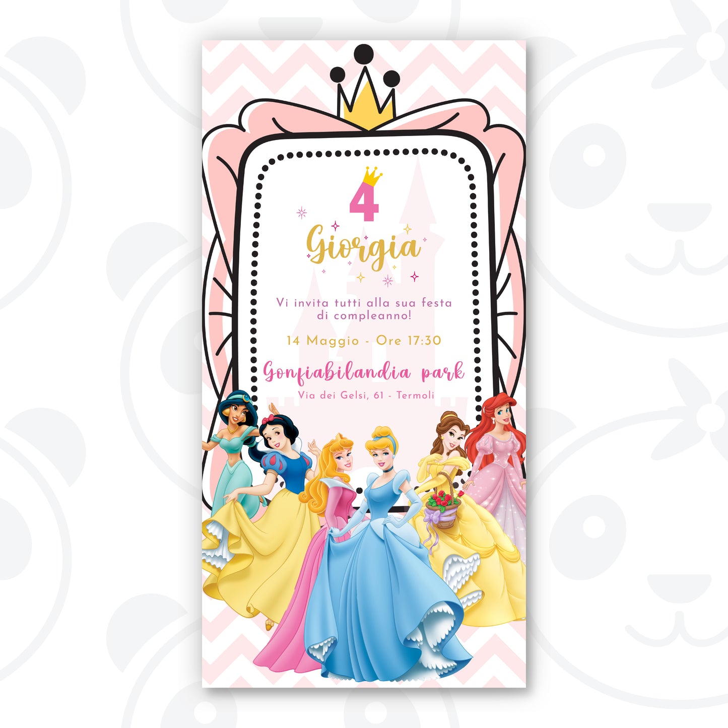 Invito digitale Principesse Disney