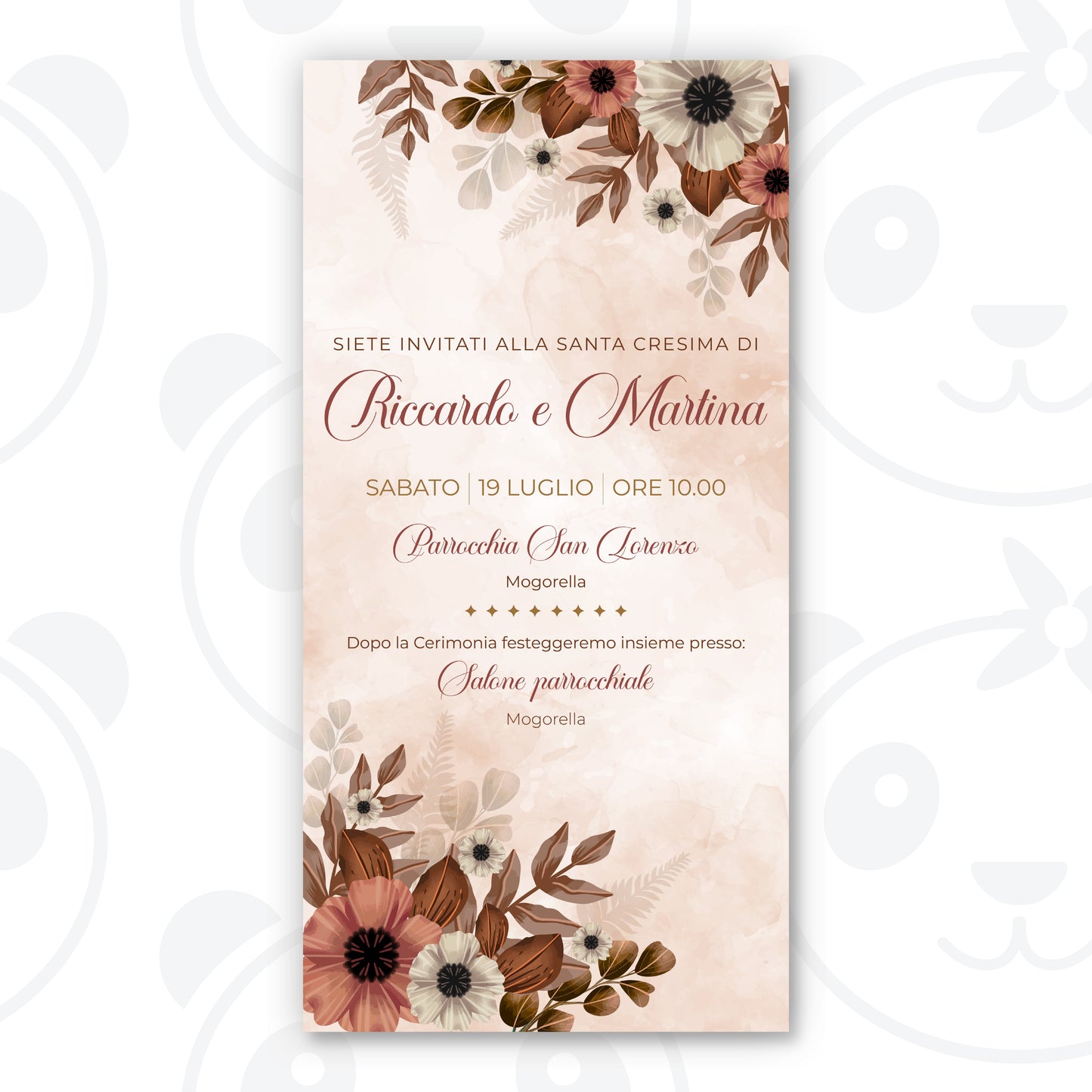 Invito digitale Santa Cresima floreale