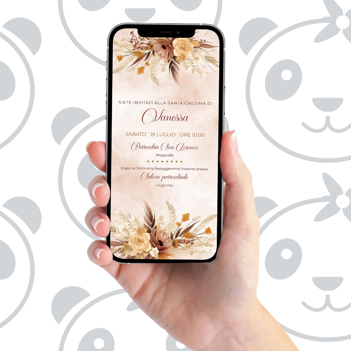 Invito digitale Santa Cresima floreale