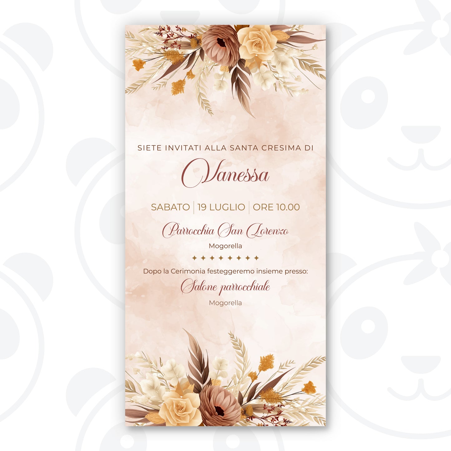 Invito digitale Santa Cresima floreale