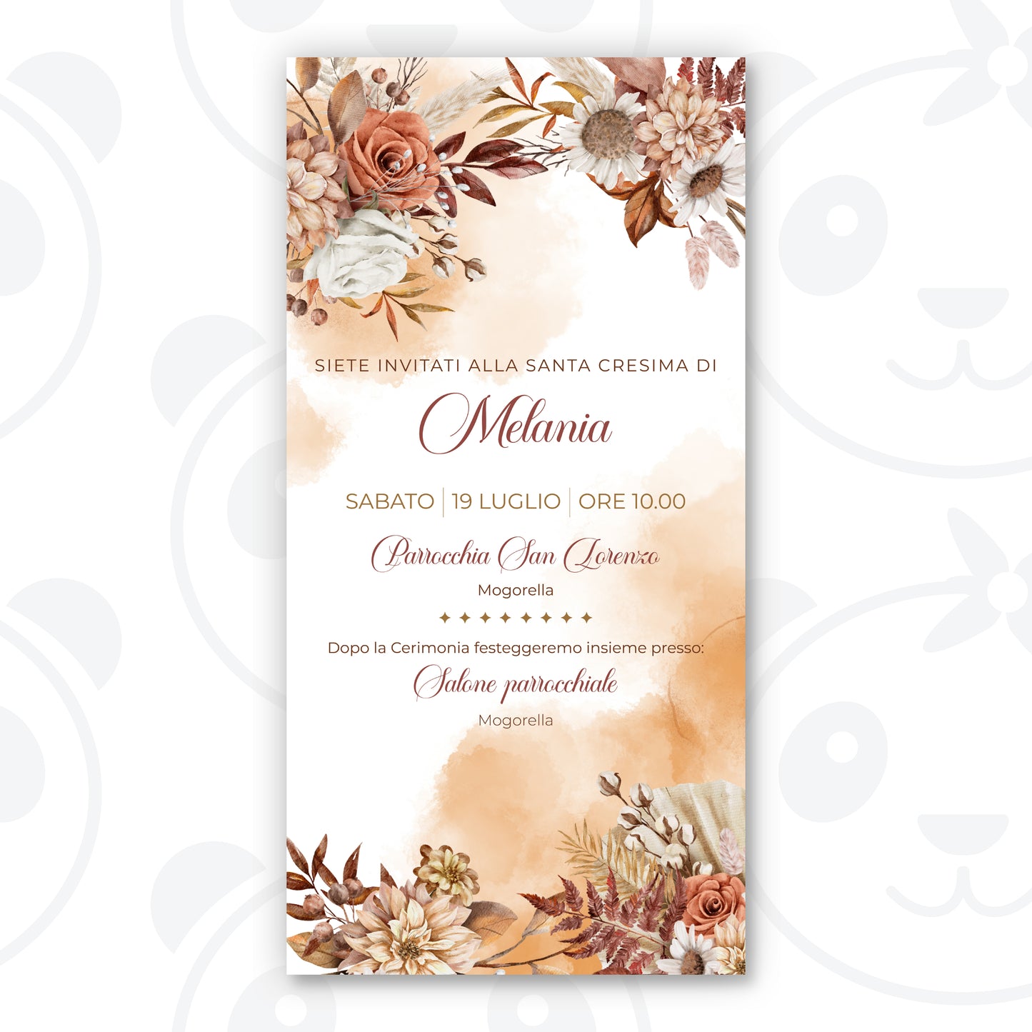 Invito digitale Santa Cresima floreale