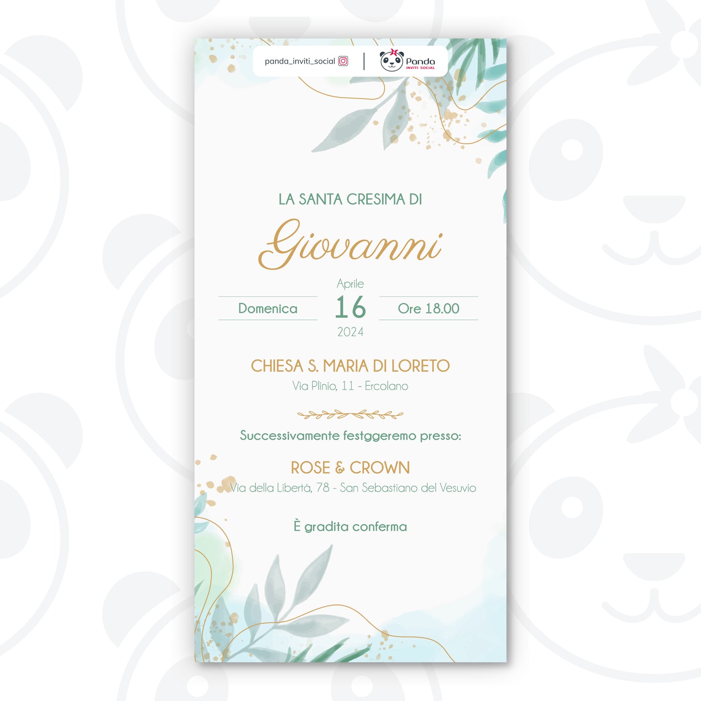 Invito digitale Santa Cresima floreale