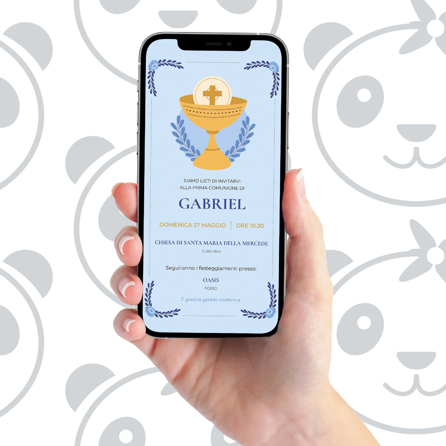 Invito digitale Prima Comunione con calice