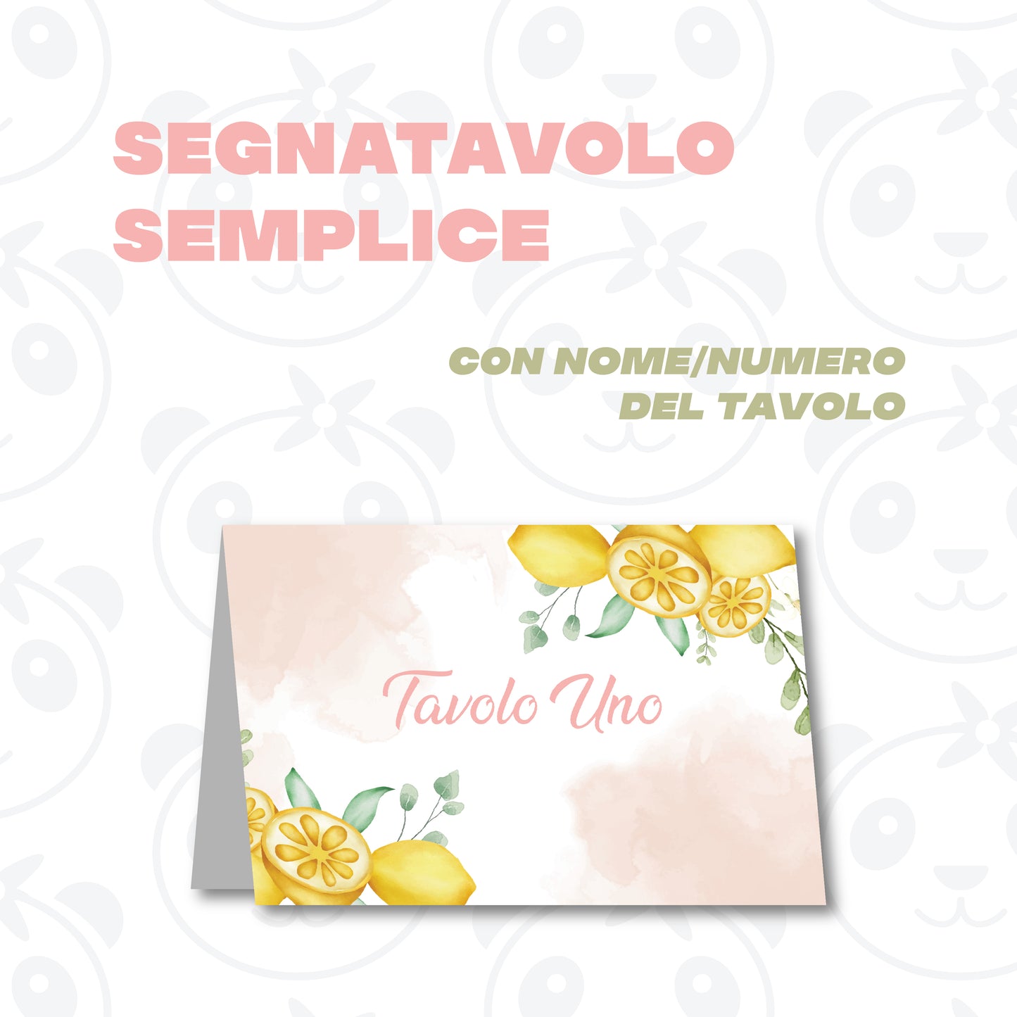 Segnatavolo pieghevole Battesimo limoni
