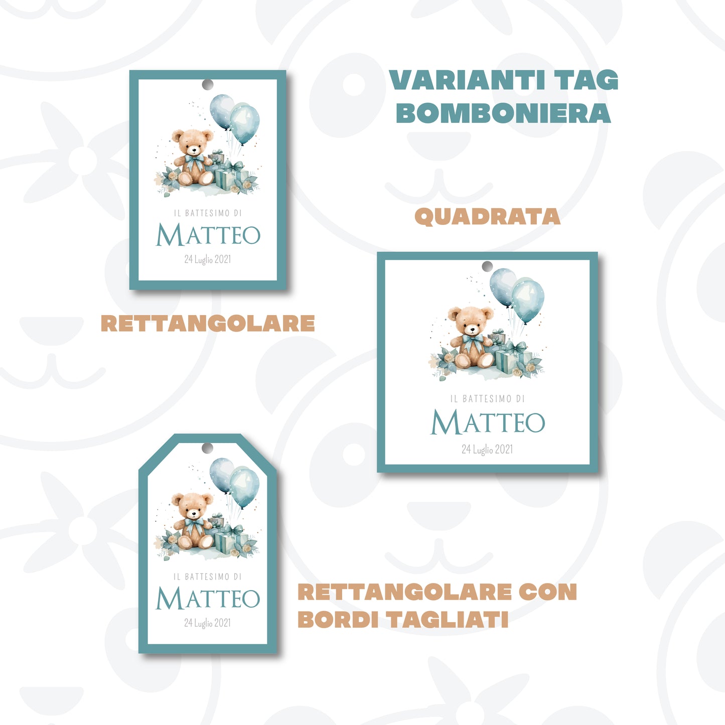 Tag Bomboniera Battesimo bambino Orsetto