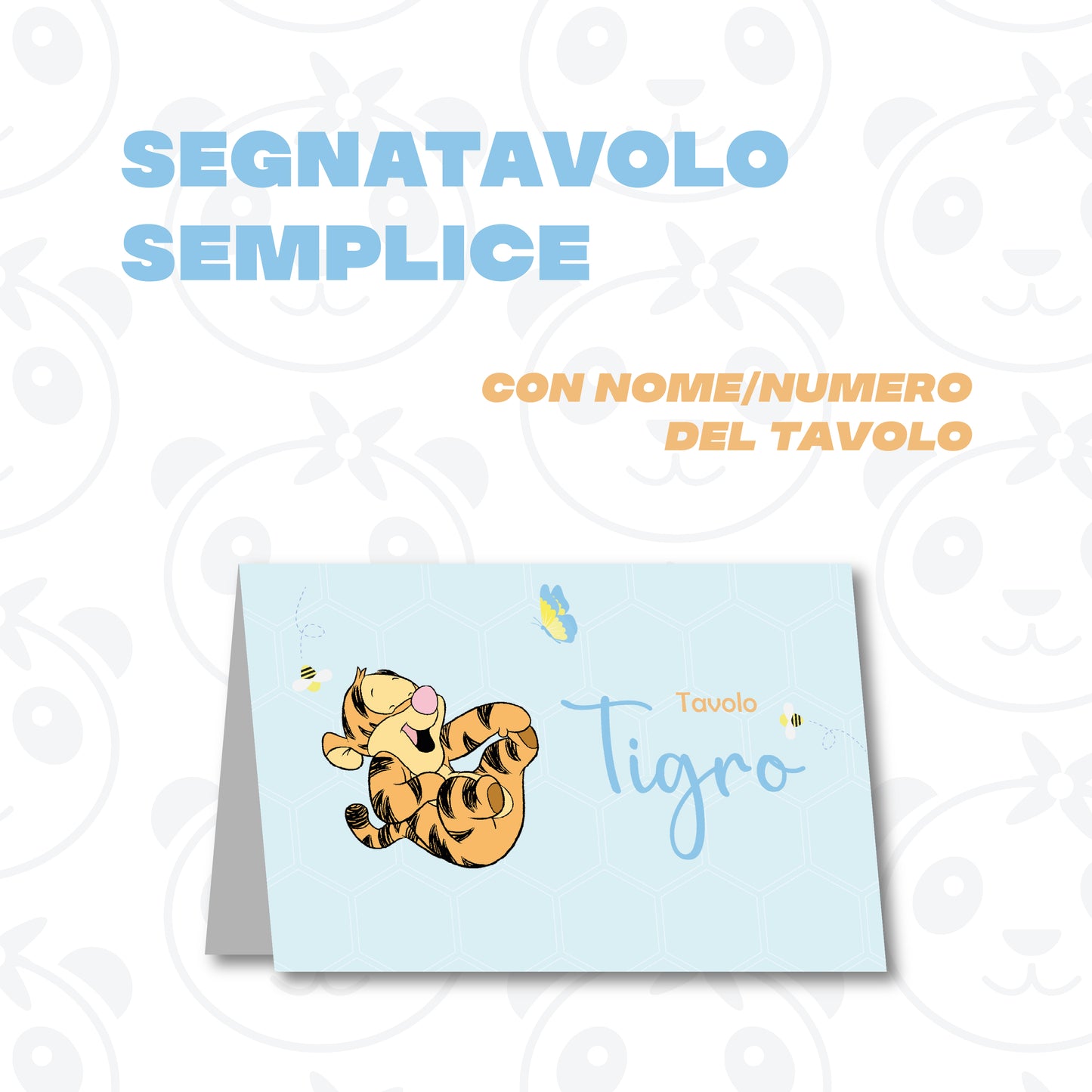 Segnatavolo pieghevole Battesimo Winnie The Pooh