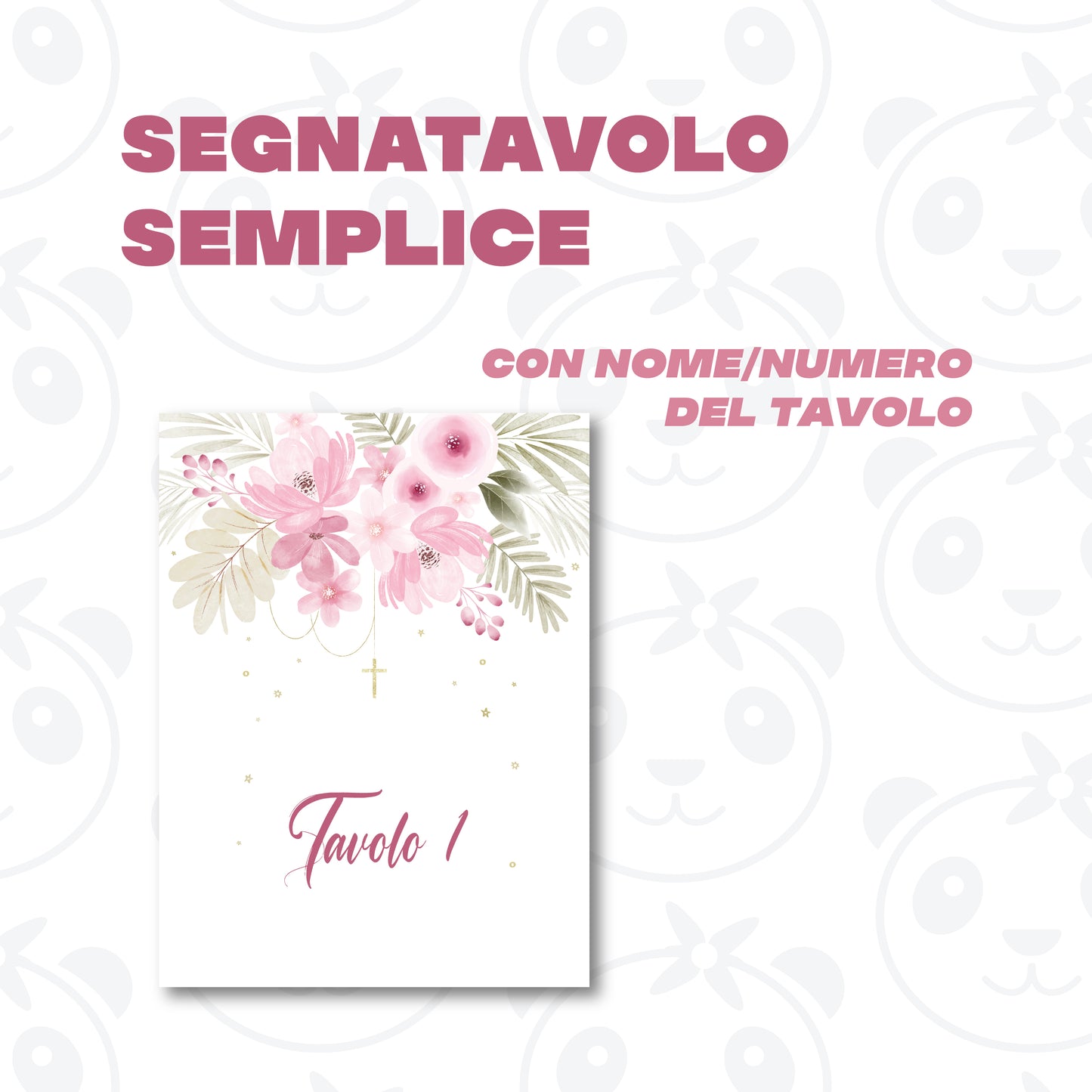 Segnatavolo Battesimo floreale