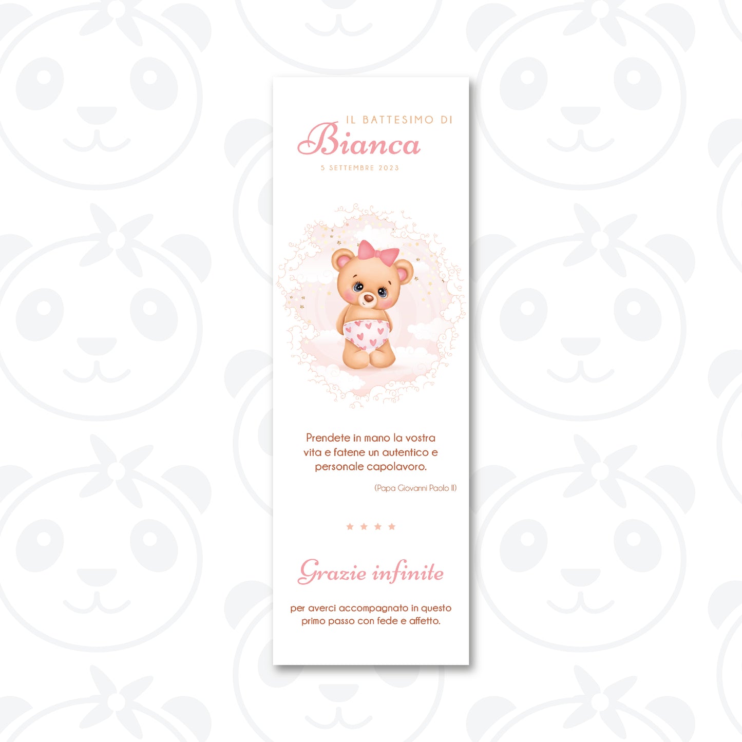 Segnaposto Battesimo bambina orsetto