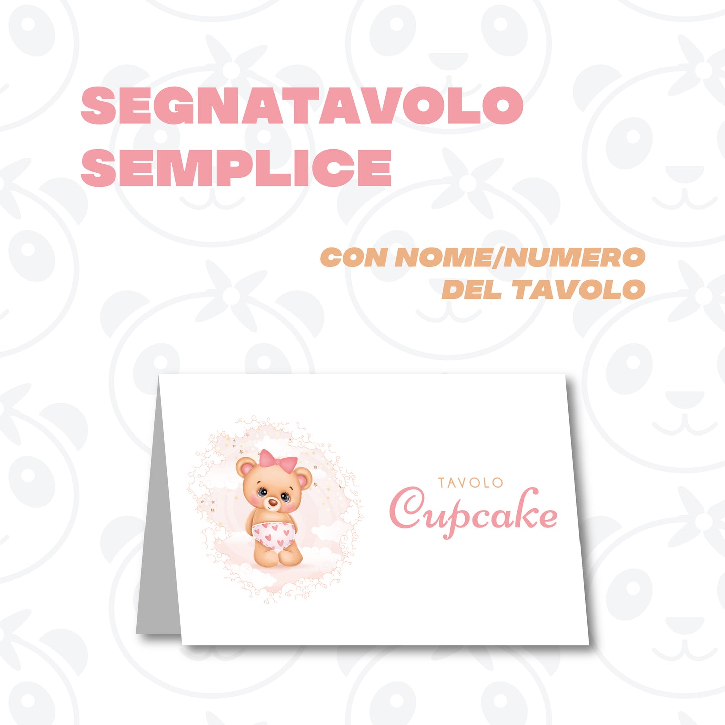 Segnatavolo pieghevole Battesimo orsetto