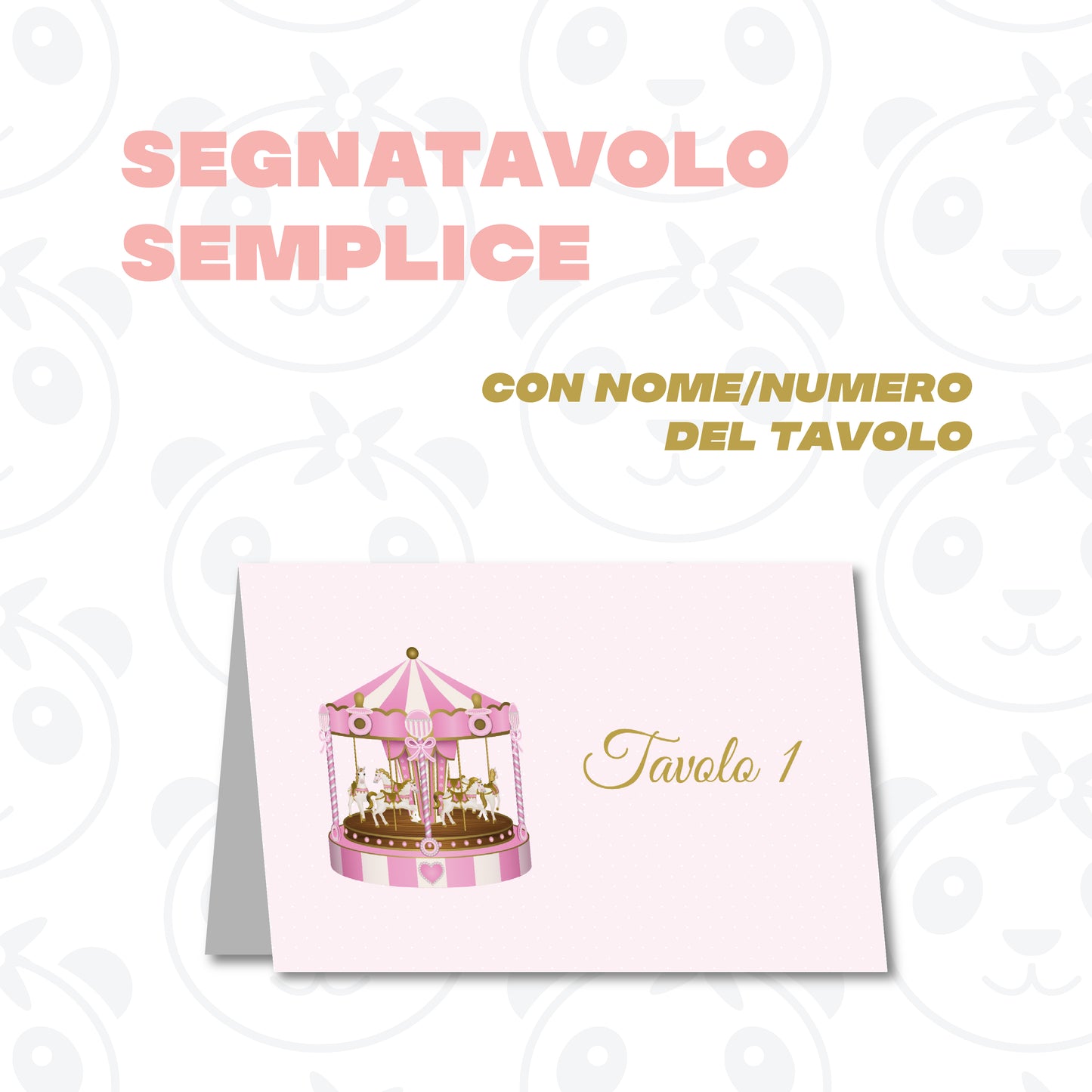 Segnatavolo pieghevole Battesimo carosello