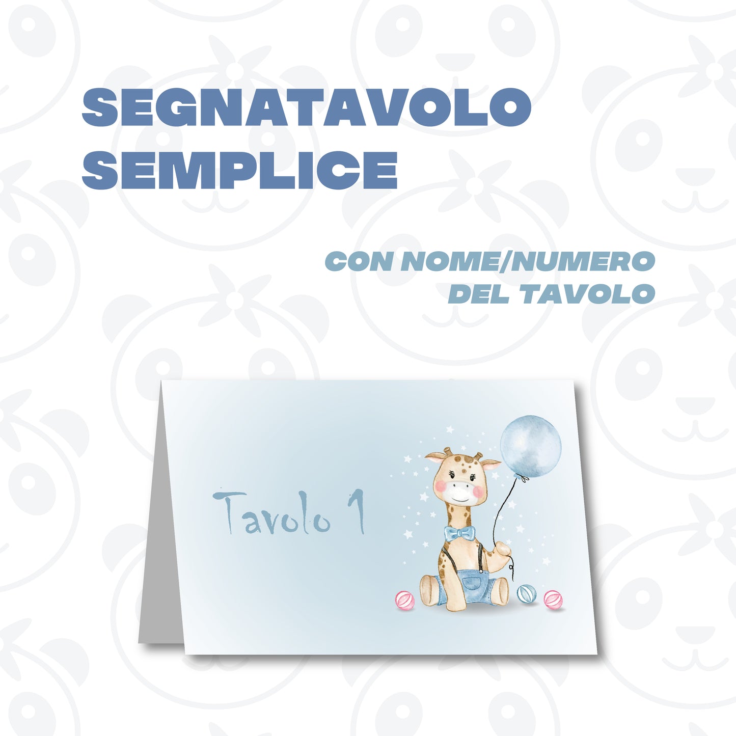 Segnatavolo pieghevole Battesimo giraffa