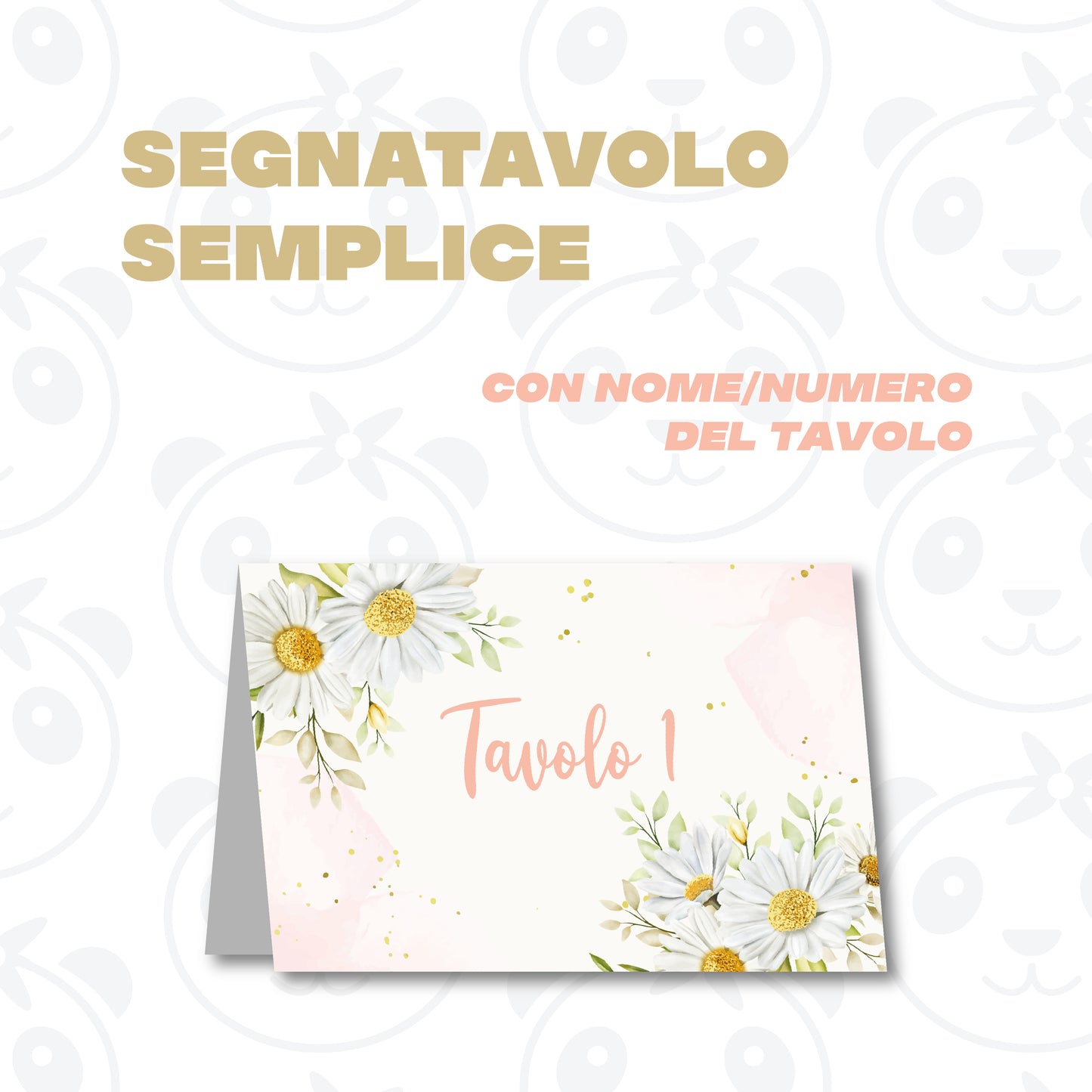 Segnatavolo pieghevole Battesimo margherite