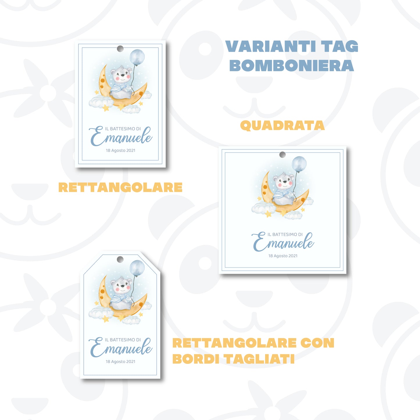 Tag Bomboniera Battesimo bambino orsetto