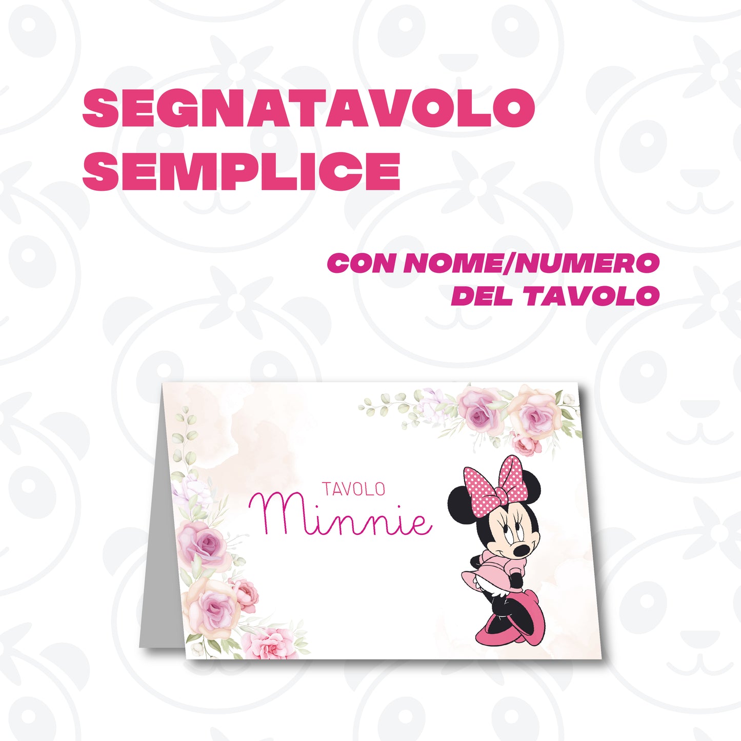 Segnatavolo pieghevole Battesimo Minnie