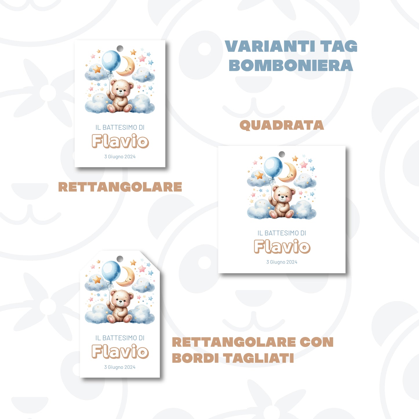 Tag Bomboniera Battesimo bambino Orsetto