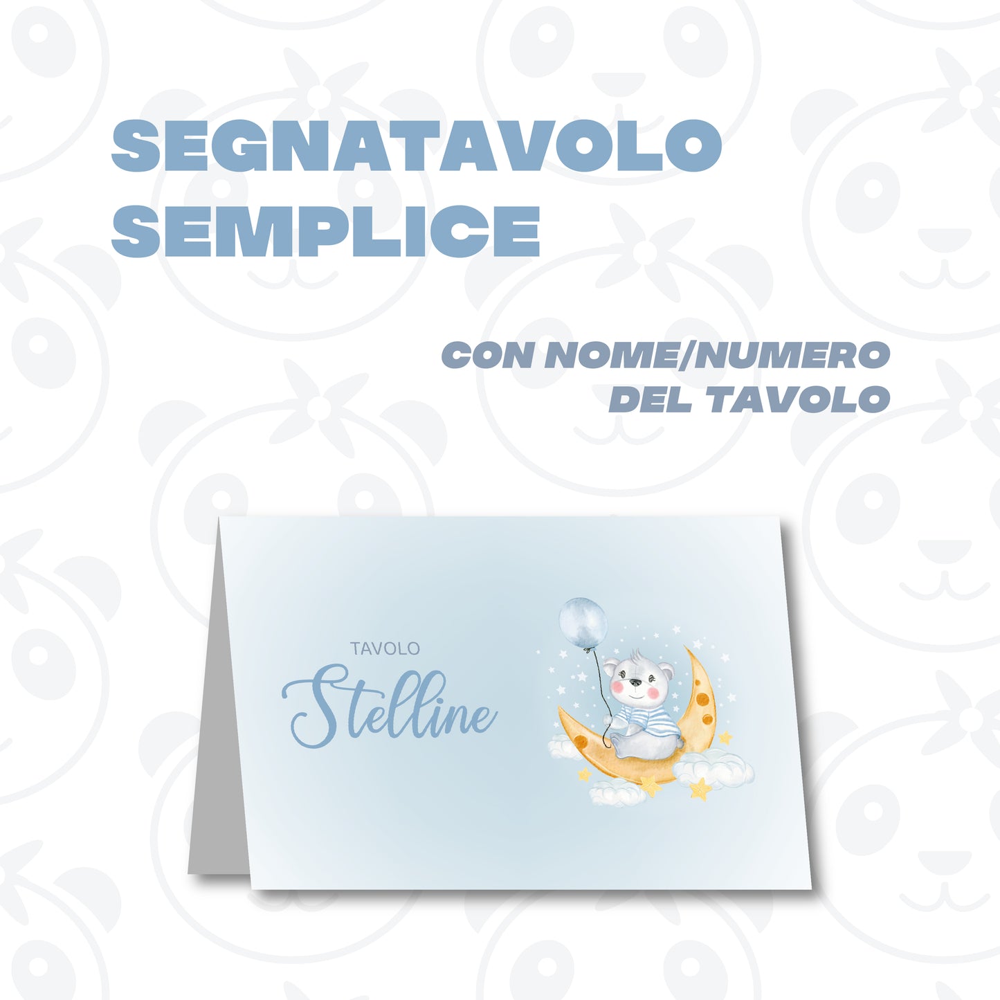 Segnatavolo pieghevole Battesimo orsetto sulla luna