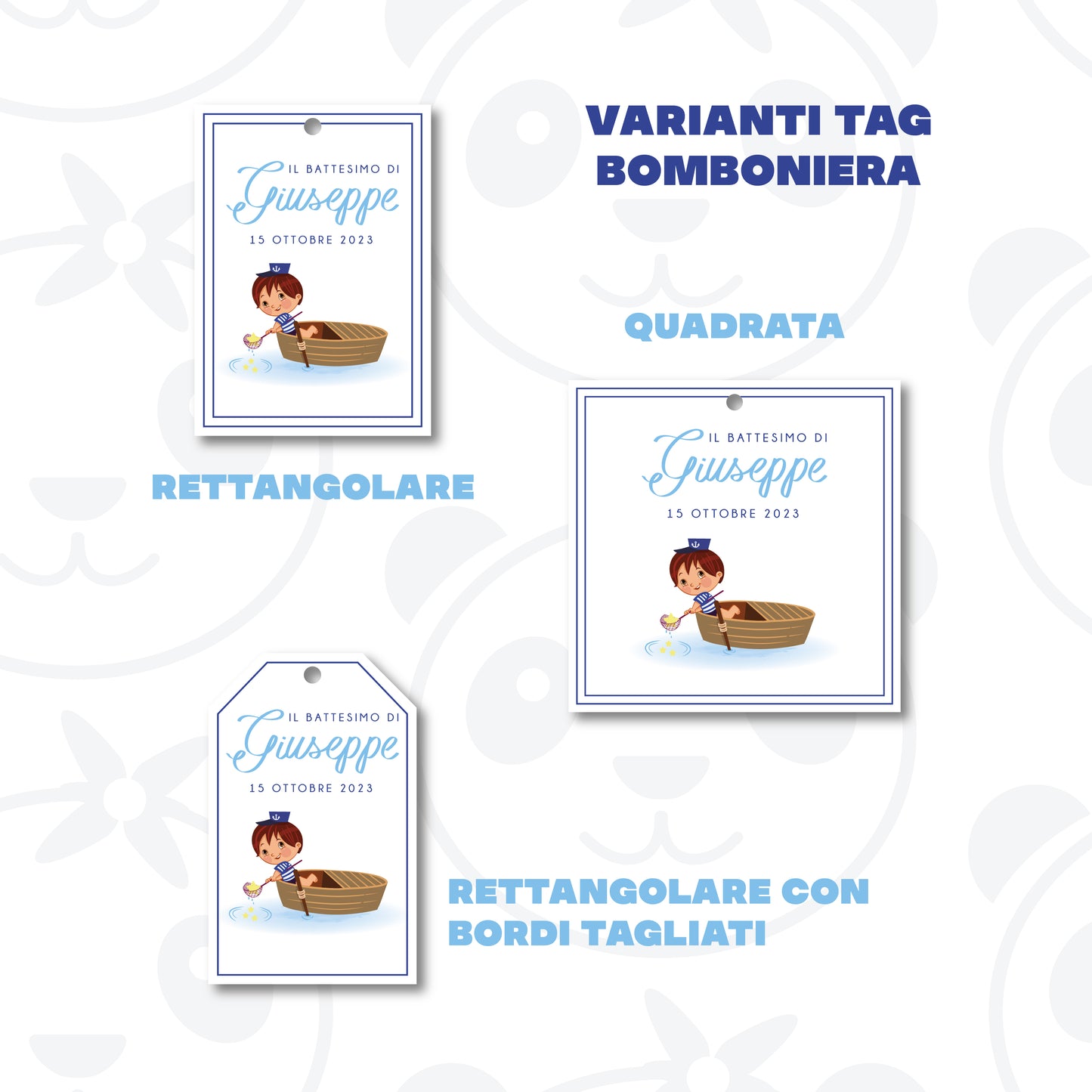 Tag Bomboniera Battesimo bambino piccolo marinaio