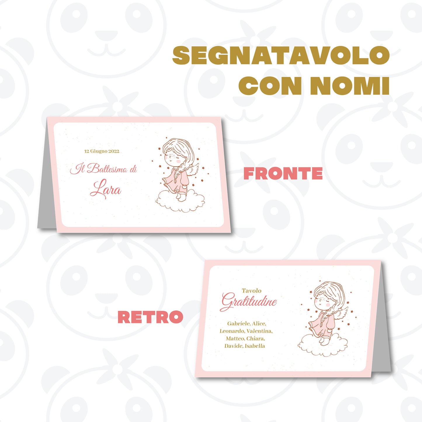 Segnatavolo pieghevole Battesimo angioletto