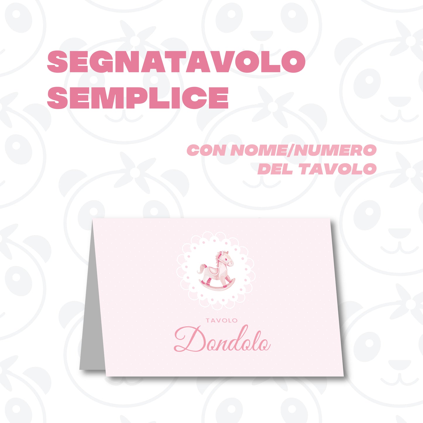 Segnatavolo pieghevole Battesimo cavallino a dondolo