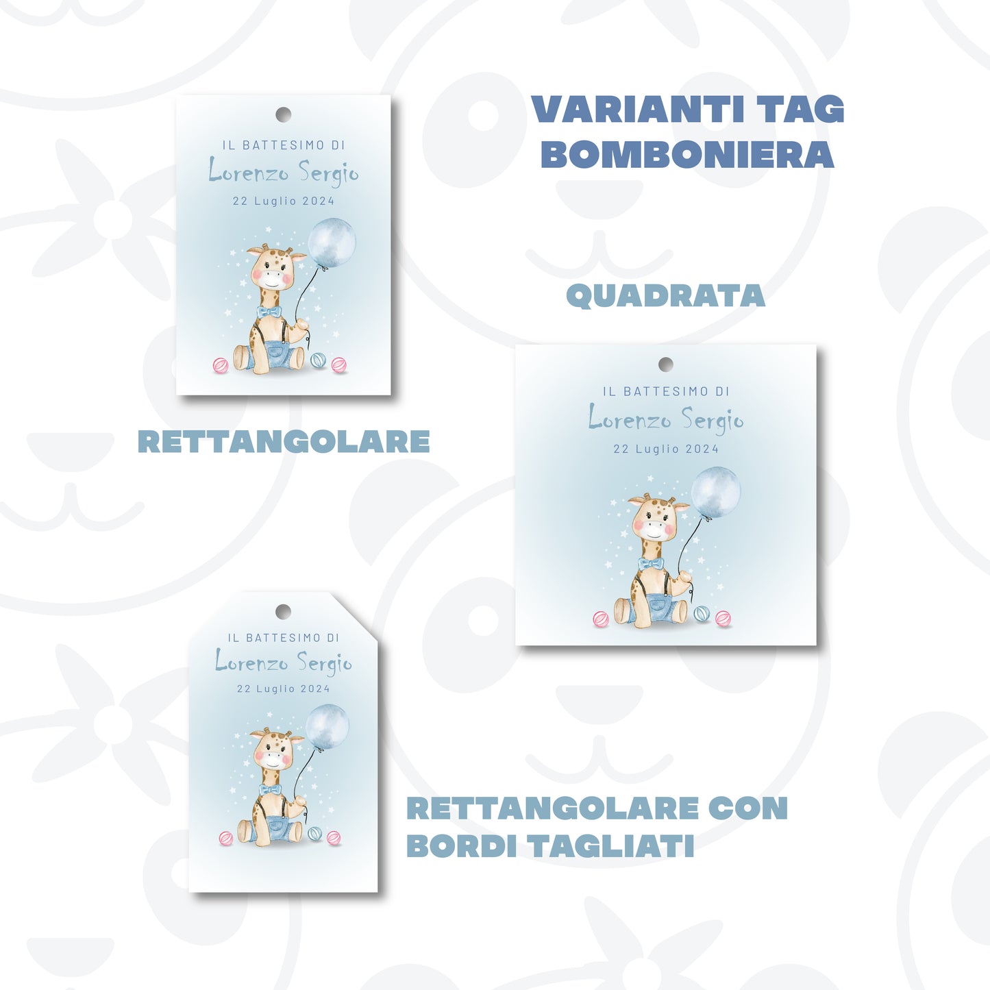 Tag Bomboniera Battesimo bambino giraffa