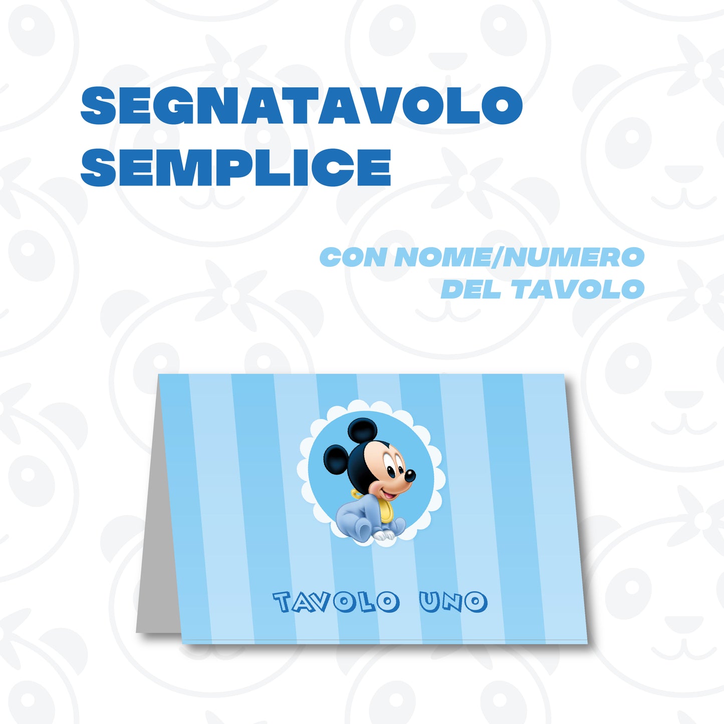Segnatavolo pieghevole Battesimo Topolino