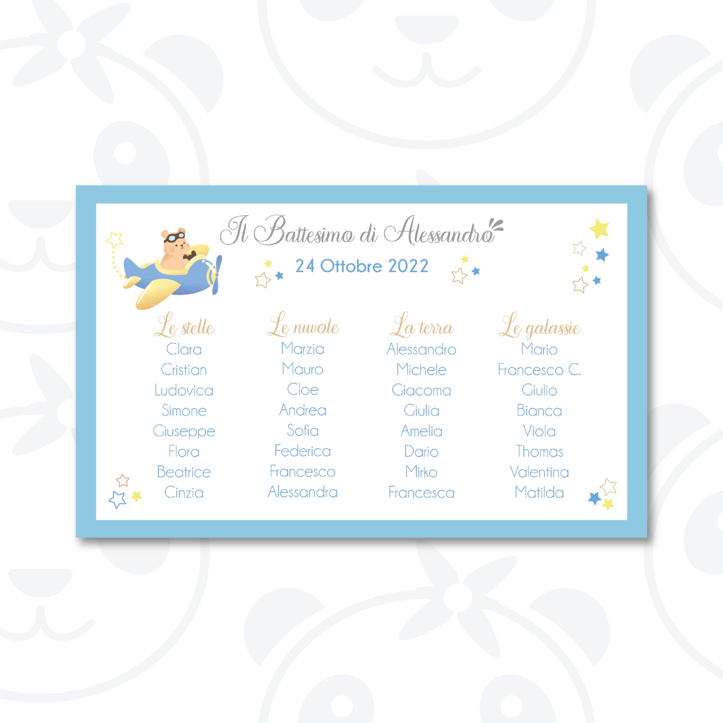 Tableau Battesimo bambino orsetto in aeroplano