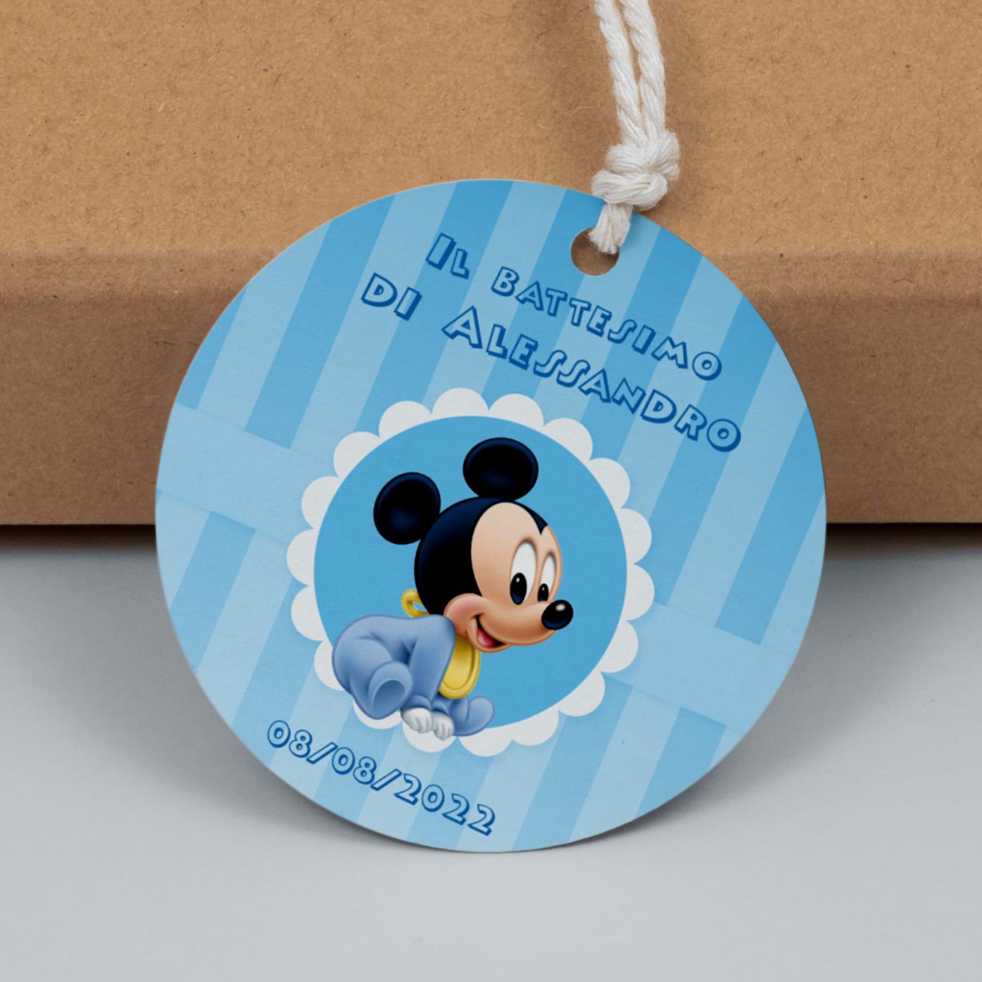 Tag Bomboniera Battesimo bambino baby Topolino