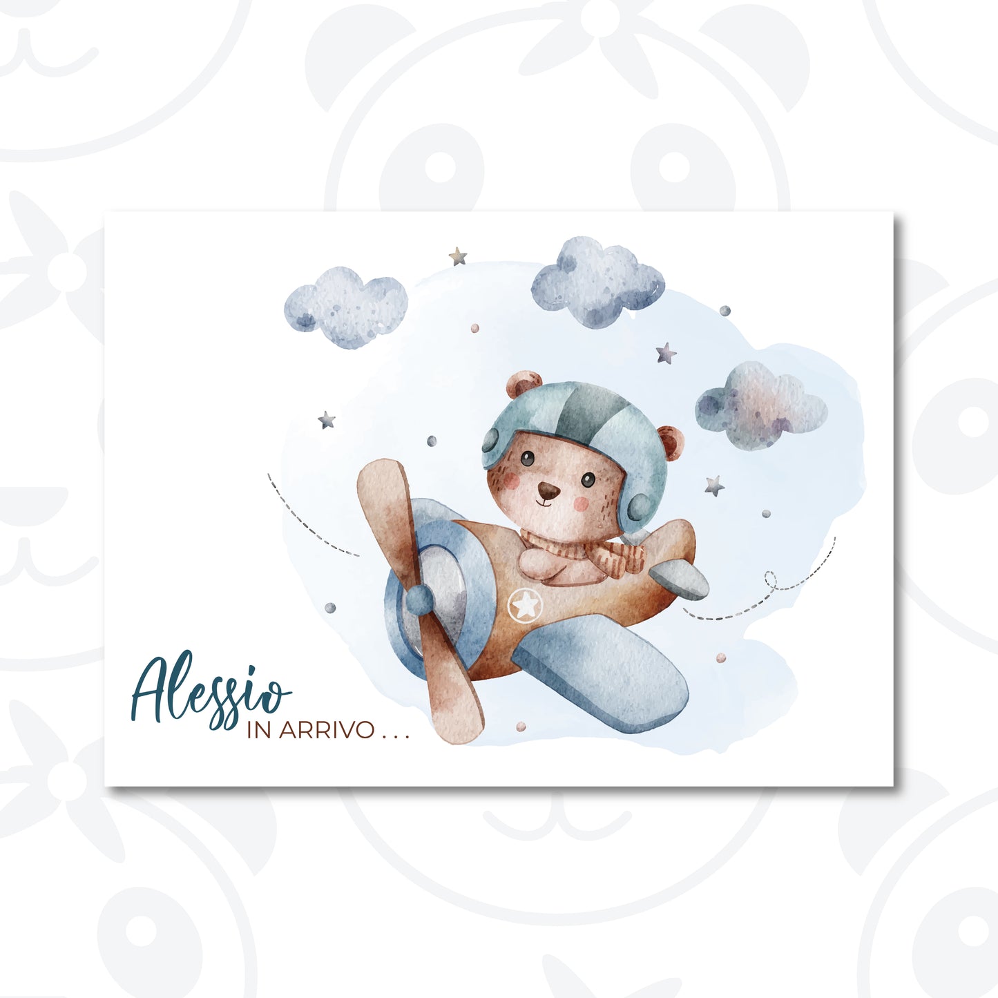Banner Baby Shower orsetto in aeroplano