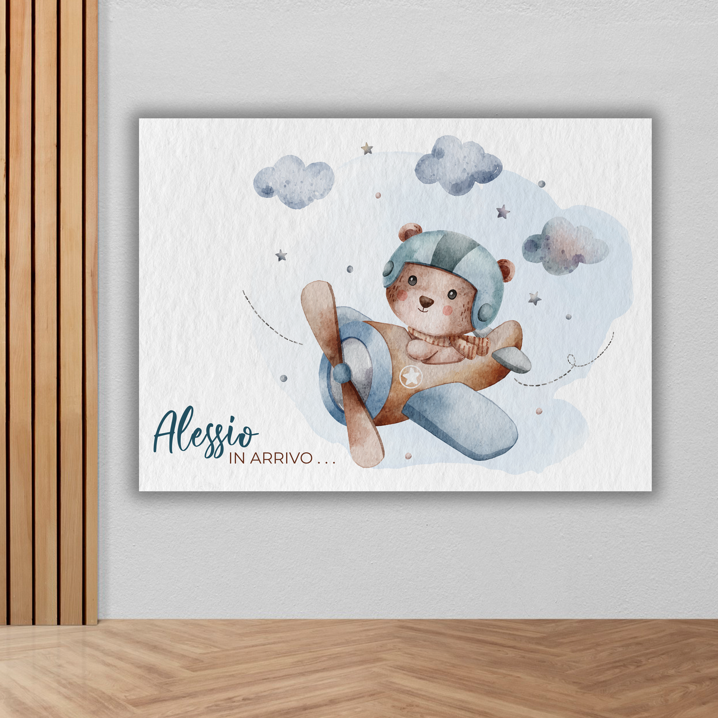 Banner Baby Shower orsetto in aeroplano