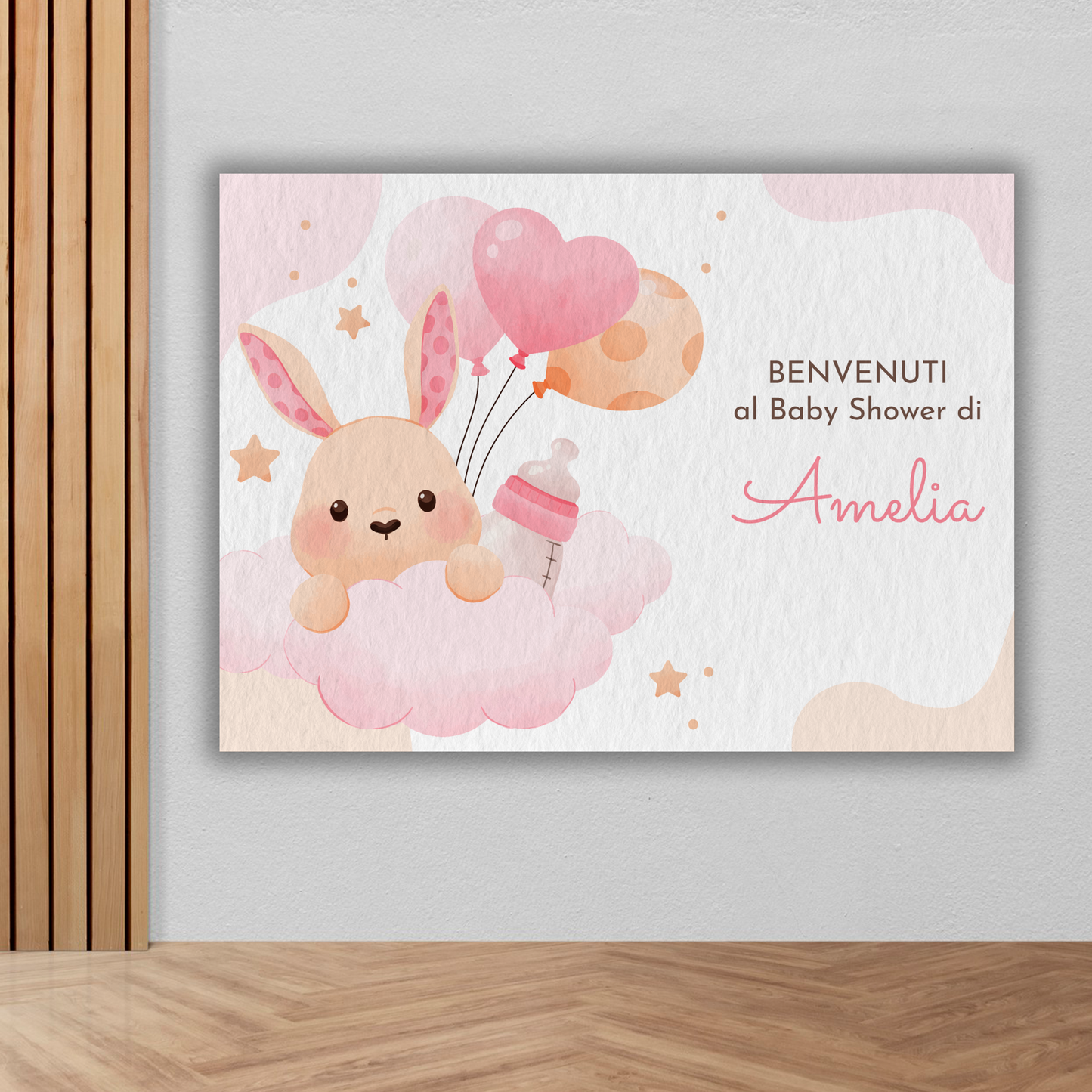 Banner Baby Shower orsetta sulle nuvole