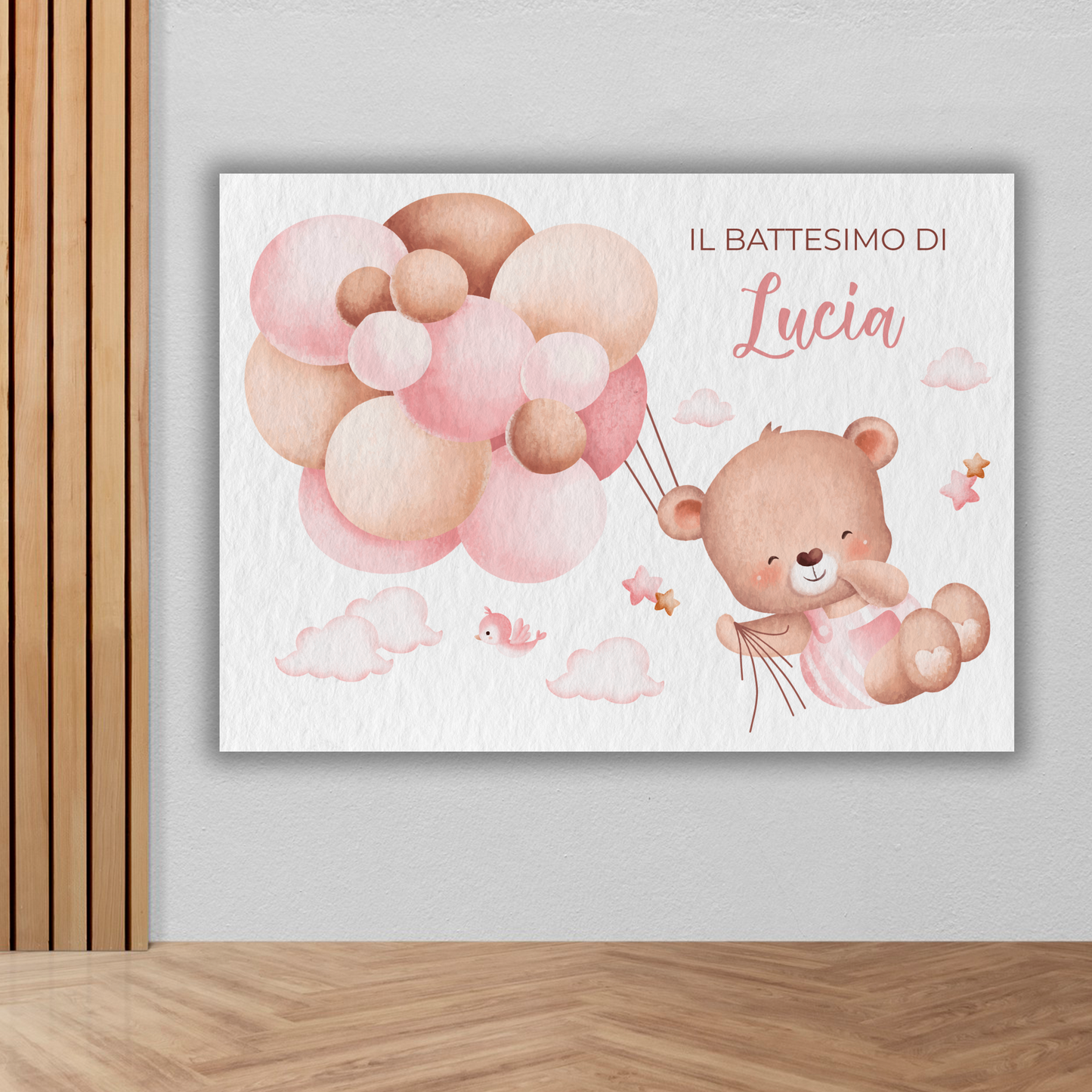 Banner Battesimo orsetta con palloncini