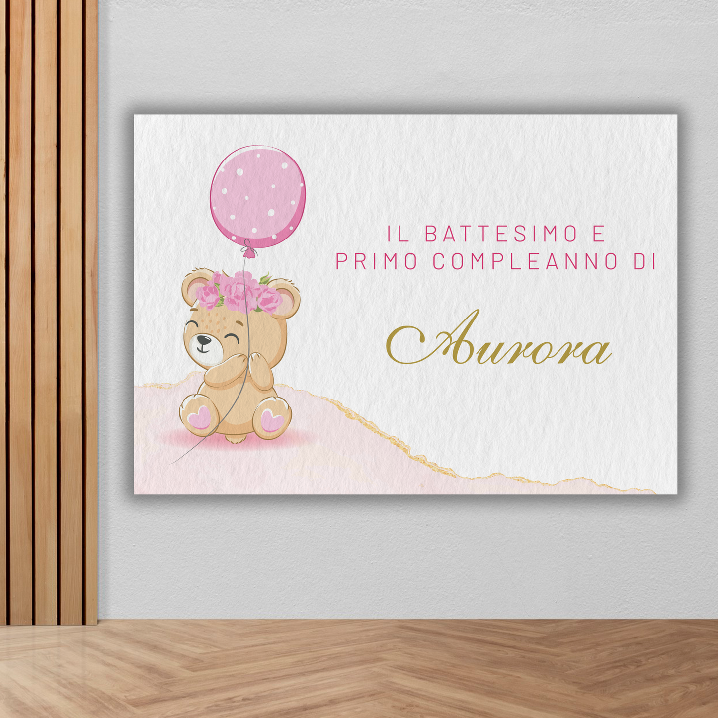 Banner Battesimo bambina orsetta con palloncino