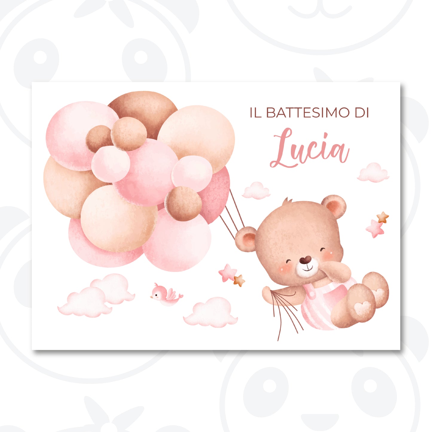 Banner Battesimo orsetta con palloncini