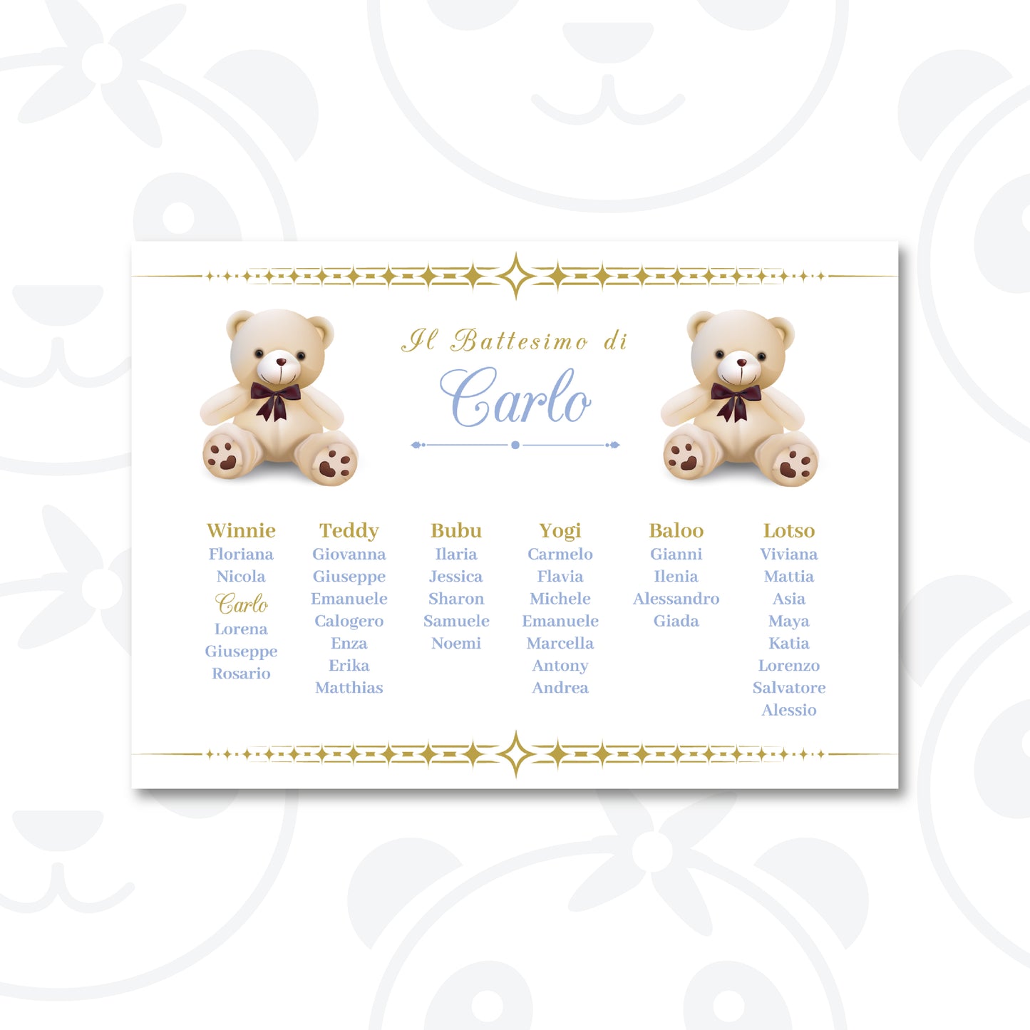 Tableau Battesimo bambino Teddy bear