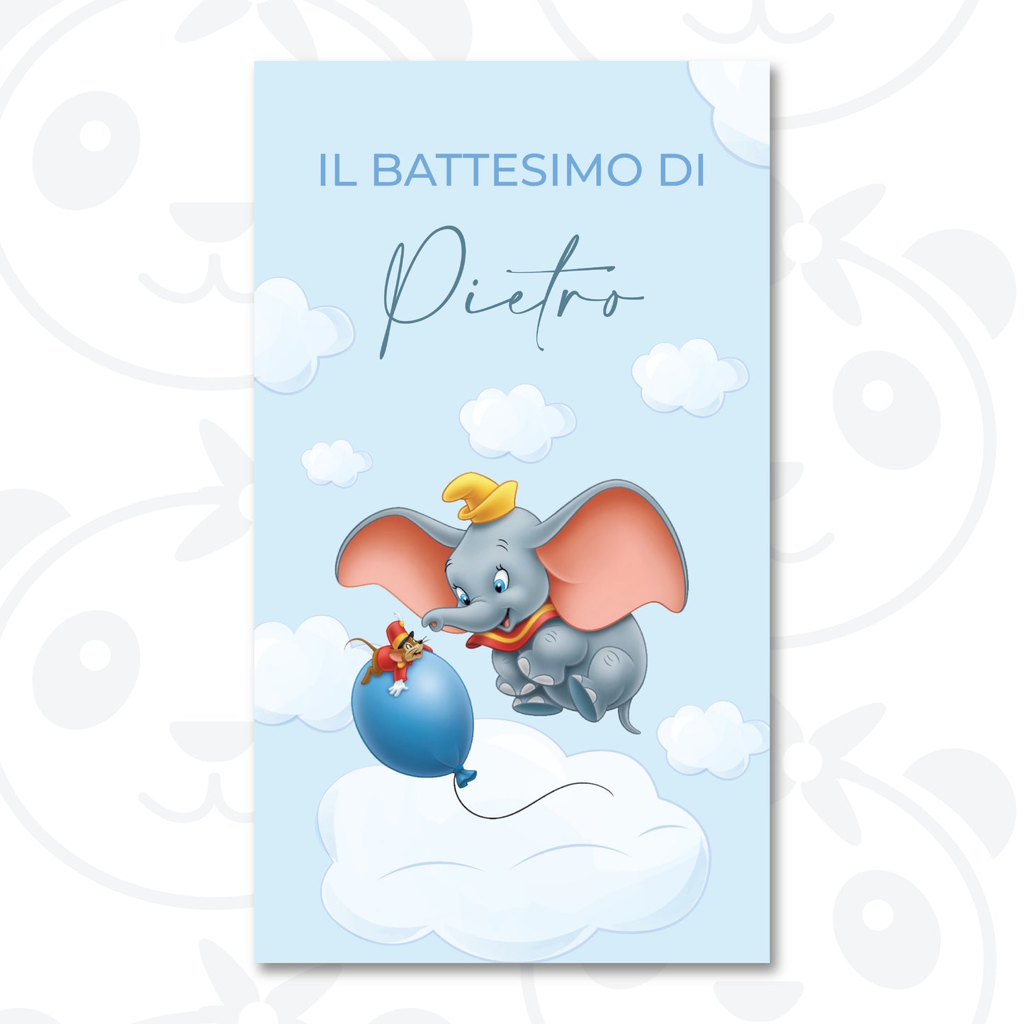 Banner Battesimo Dumbo con scimmietta