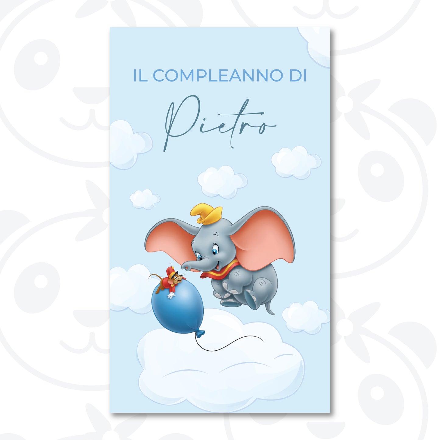 Banner compleanno Dumbo con scimmietta