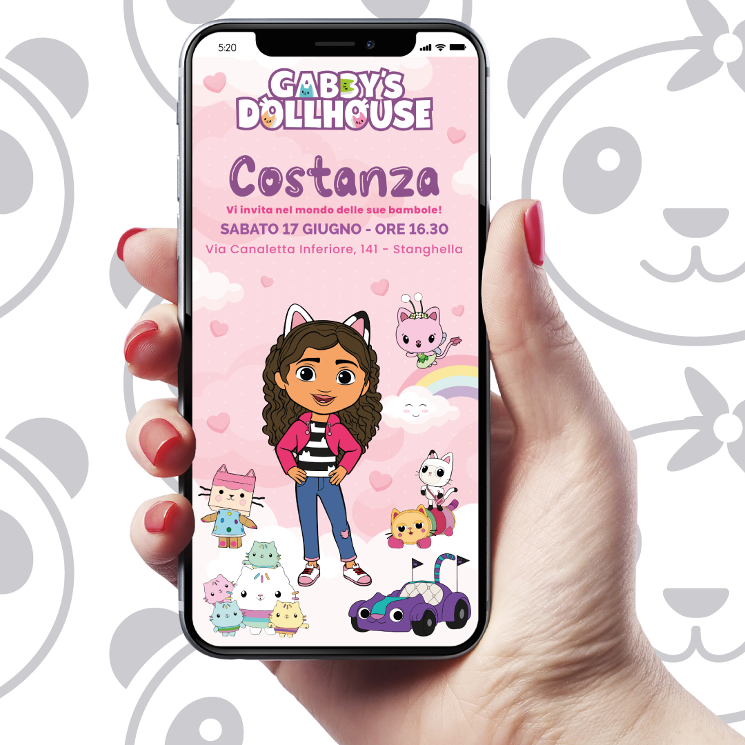 Invito digitale casa delle bambole di Gabby