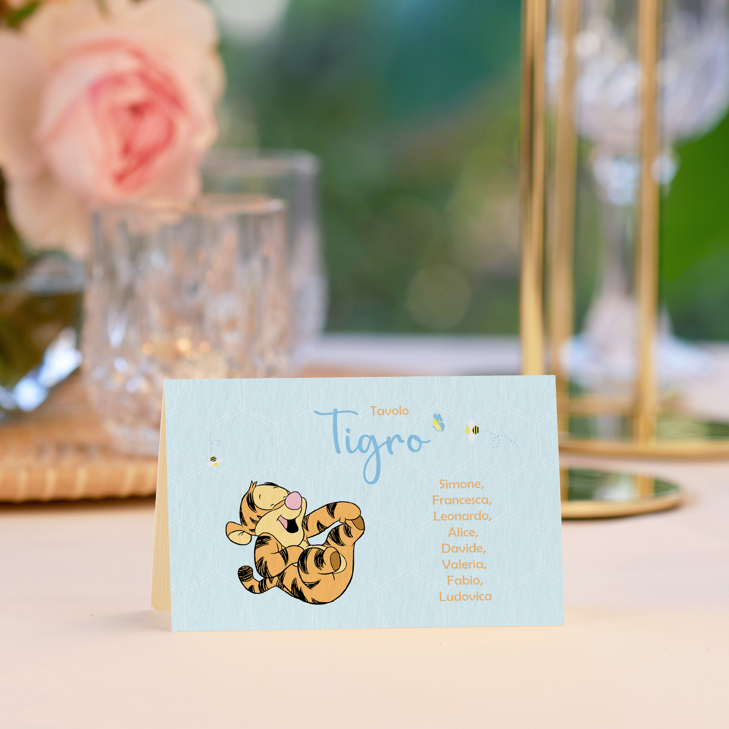 Segnatavolo pieghevole Battesimo Winnie The Pooh