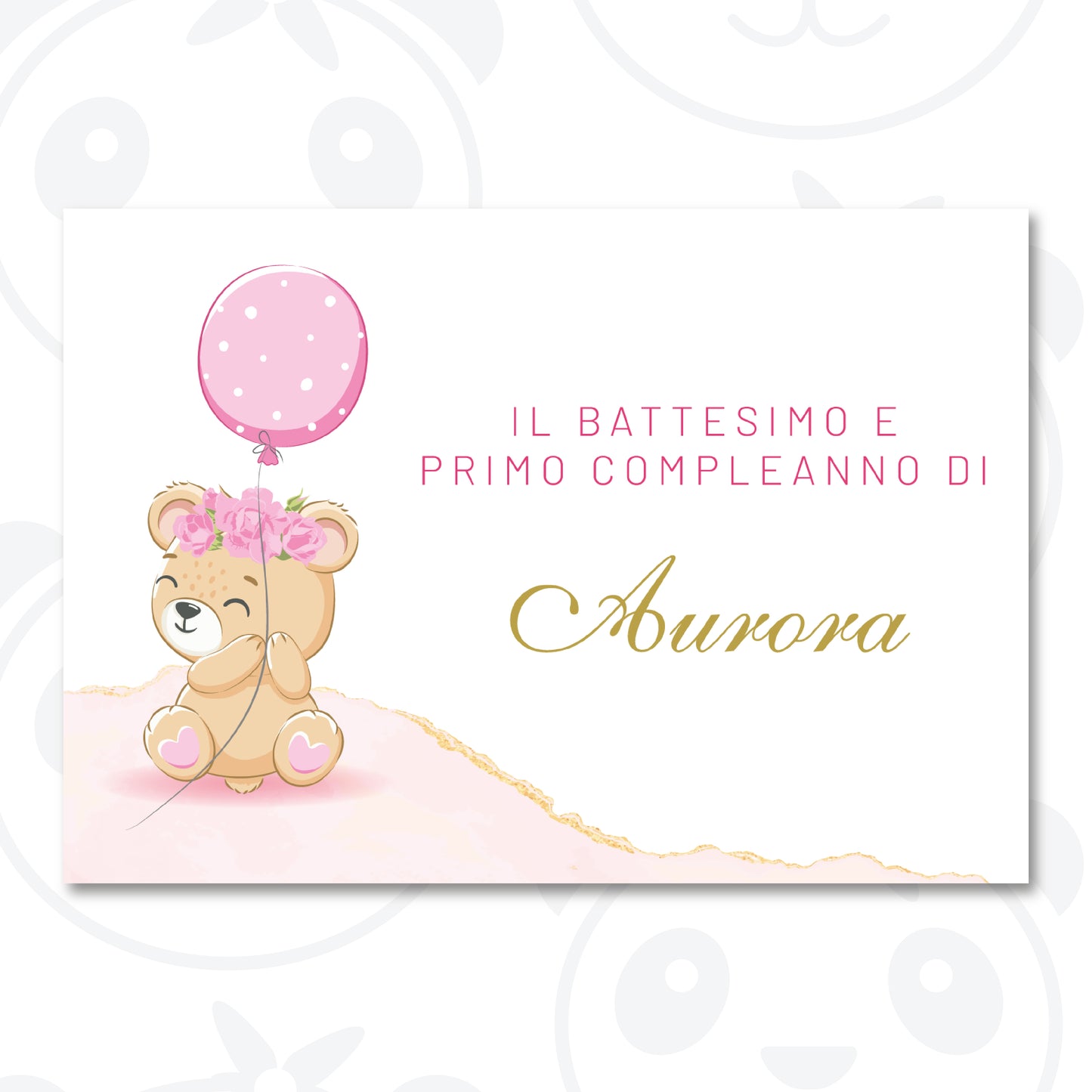 Banner Battesimo bambina orsetta con palloncino