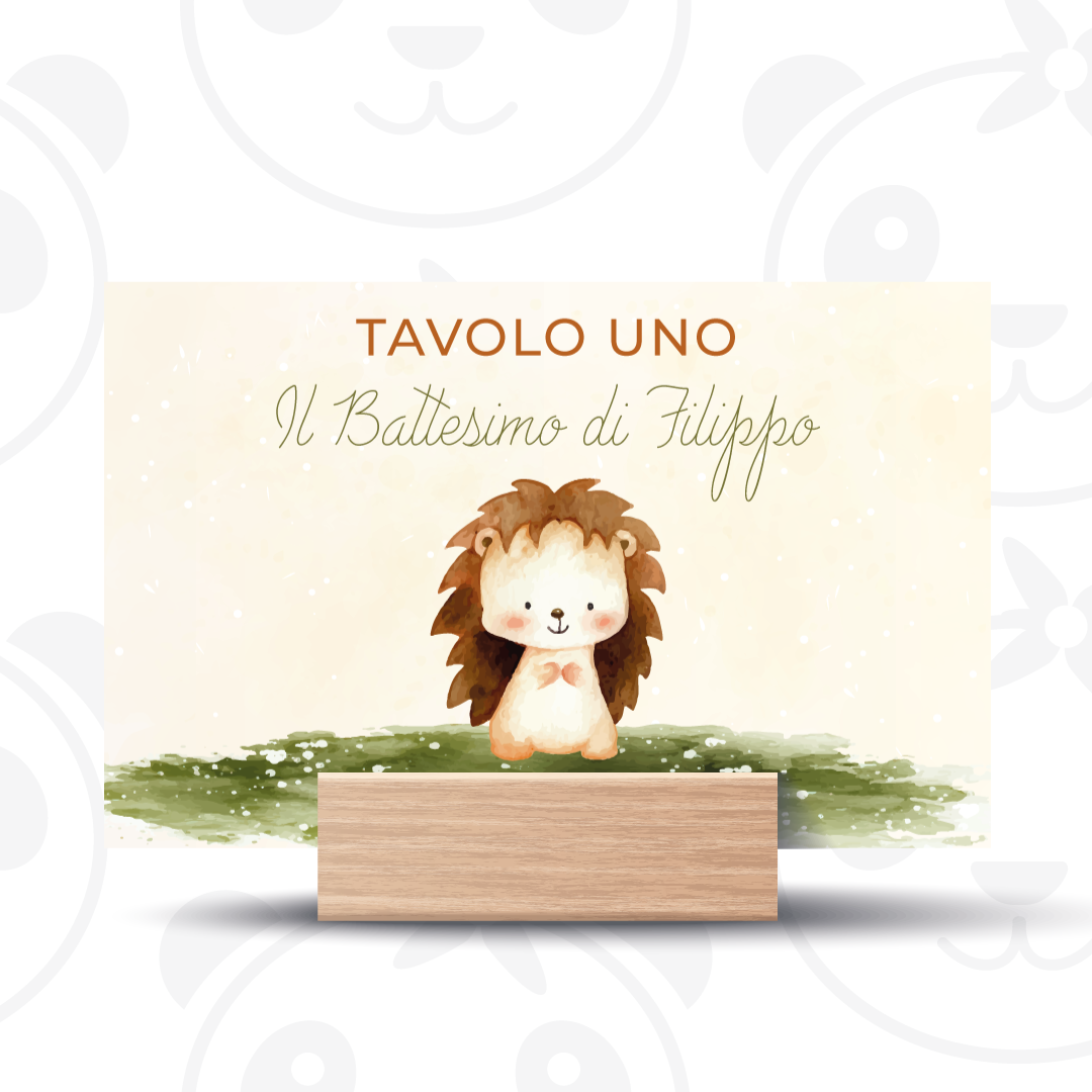Segnatavolo Battesimo animaletti