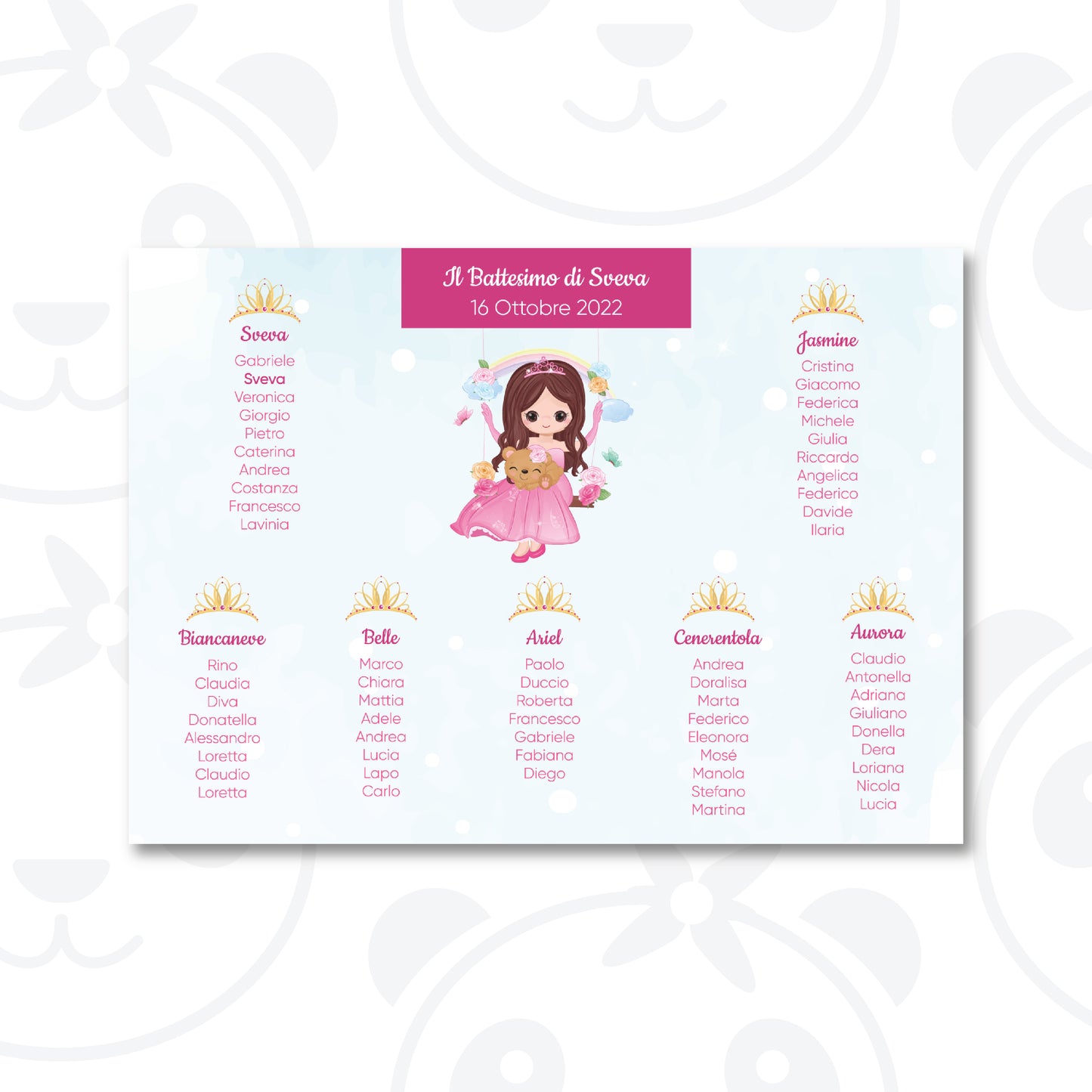 Tableau Battesimo bambina principessa
