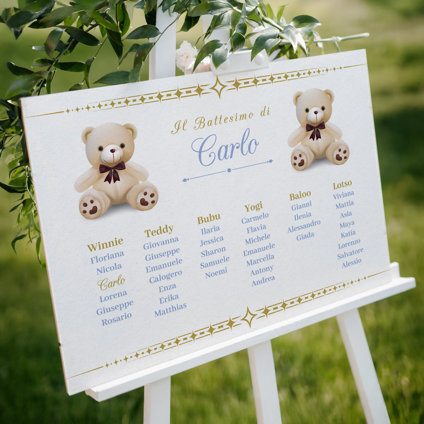 Tableau Battesimo bambino Teddy bear