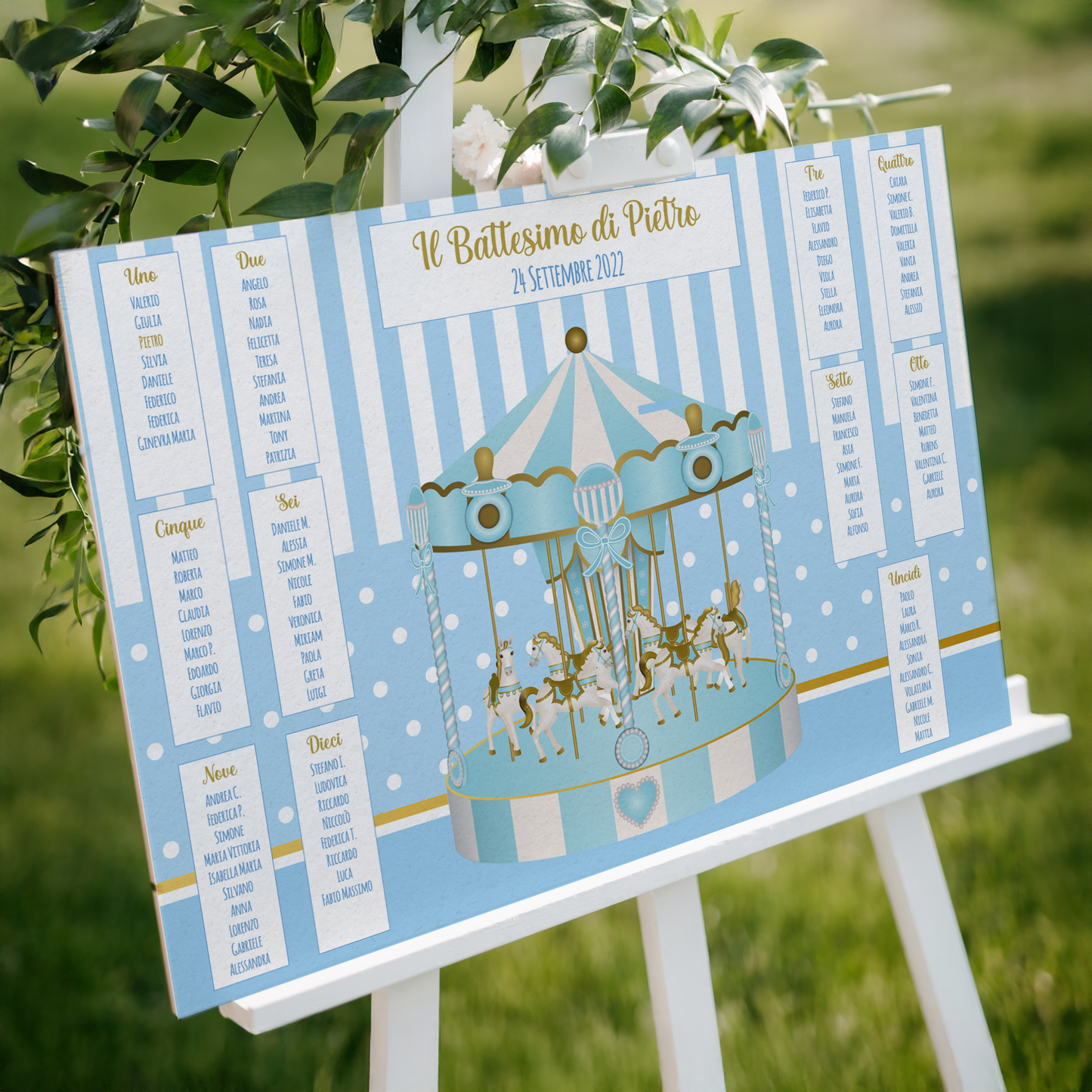 Tableau Battesimo bambino giostra carosello
