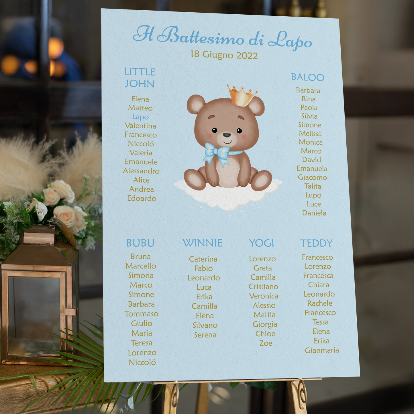 Tableau Battesimo bambino orsetto