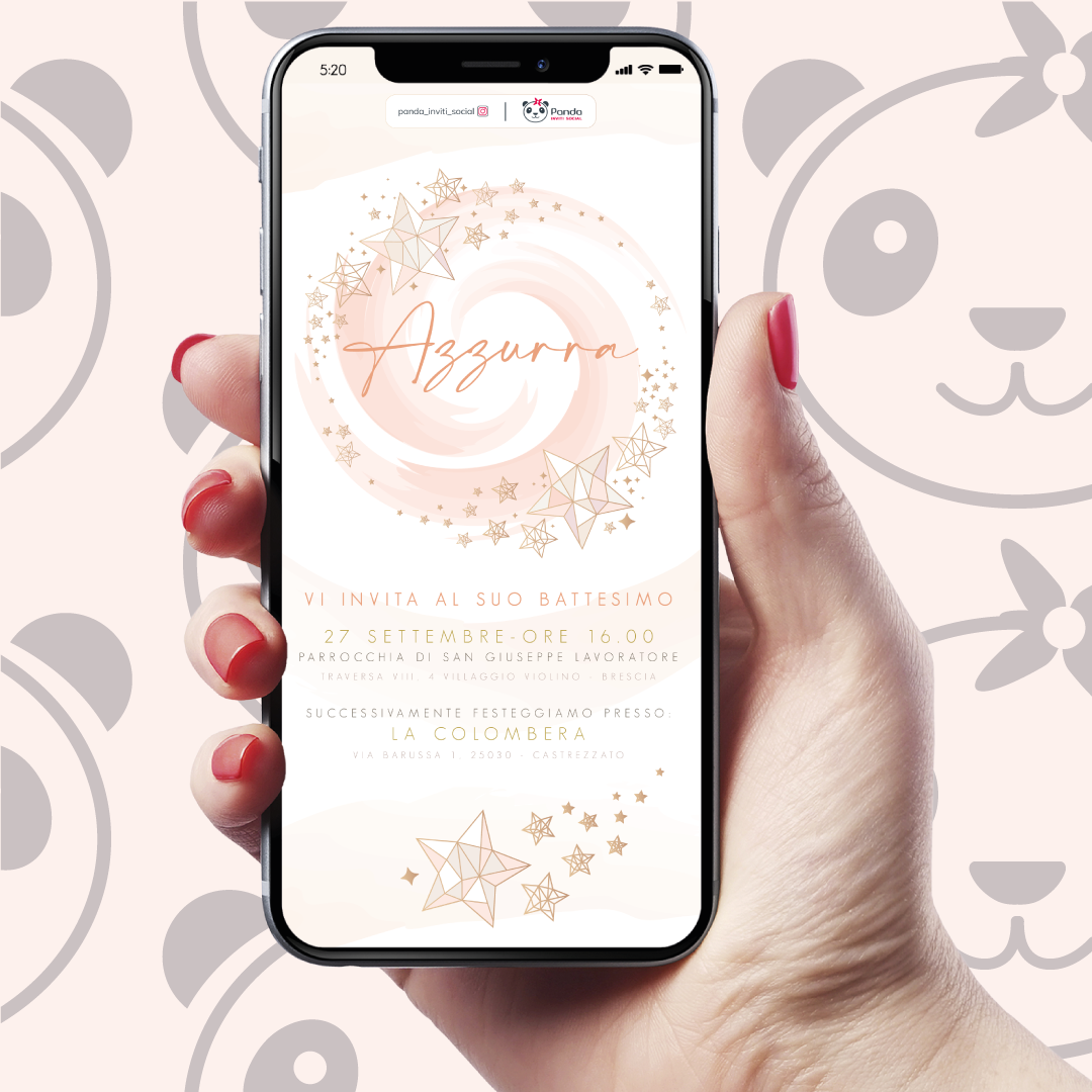 Invito digitale Battesimo bambina stelline