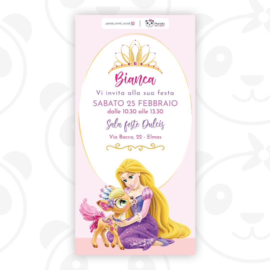 Invito digitale Rapunzel – PandaInvitiSocial