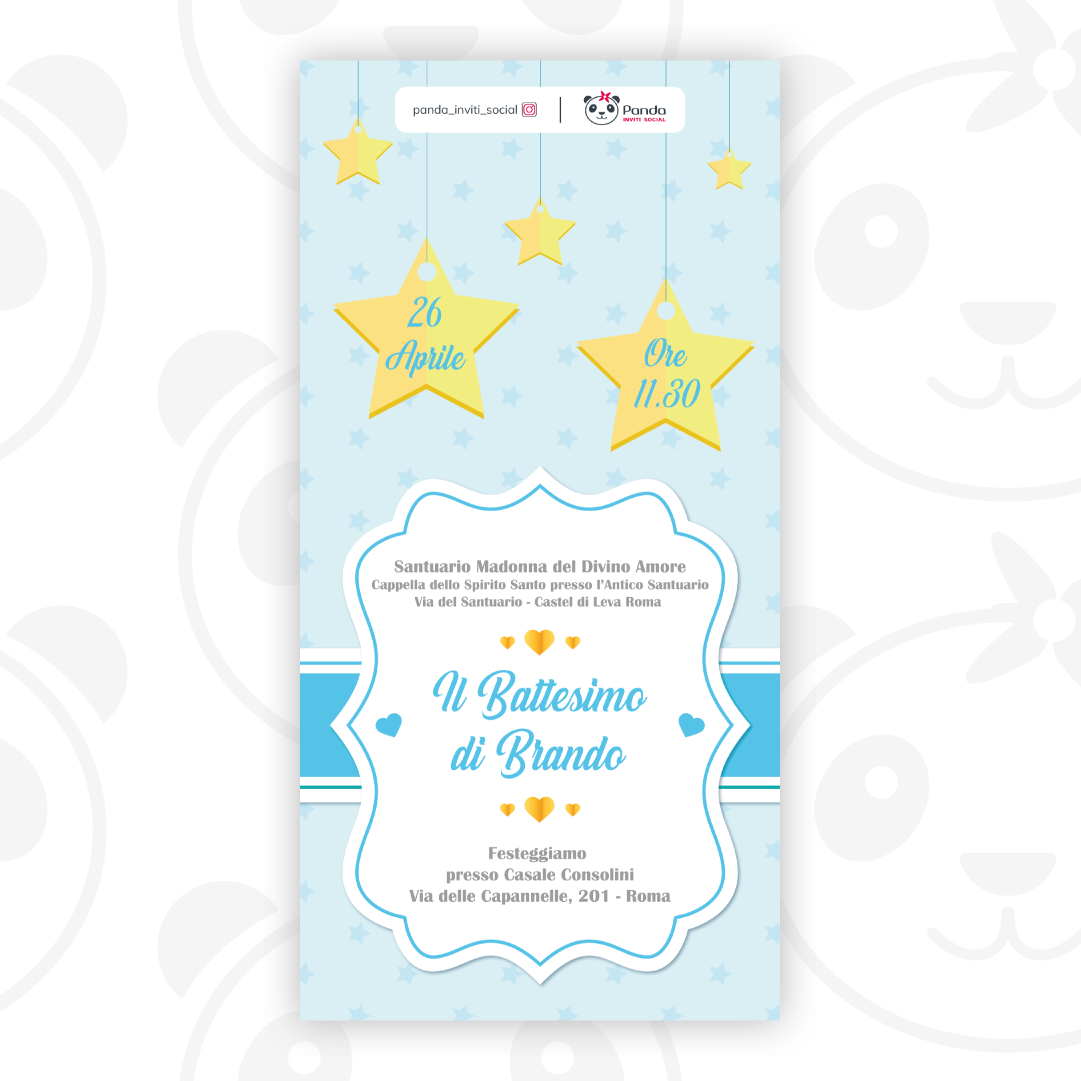 Invito digitale Battesimo bambino stelle