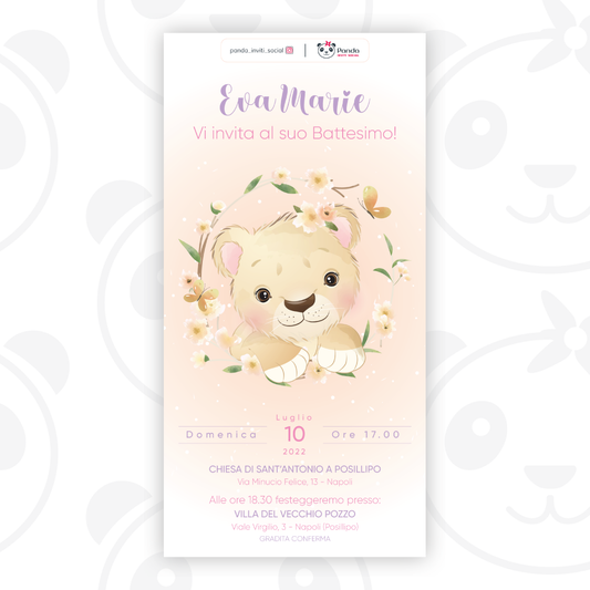 Baby lion baptism digital invitation